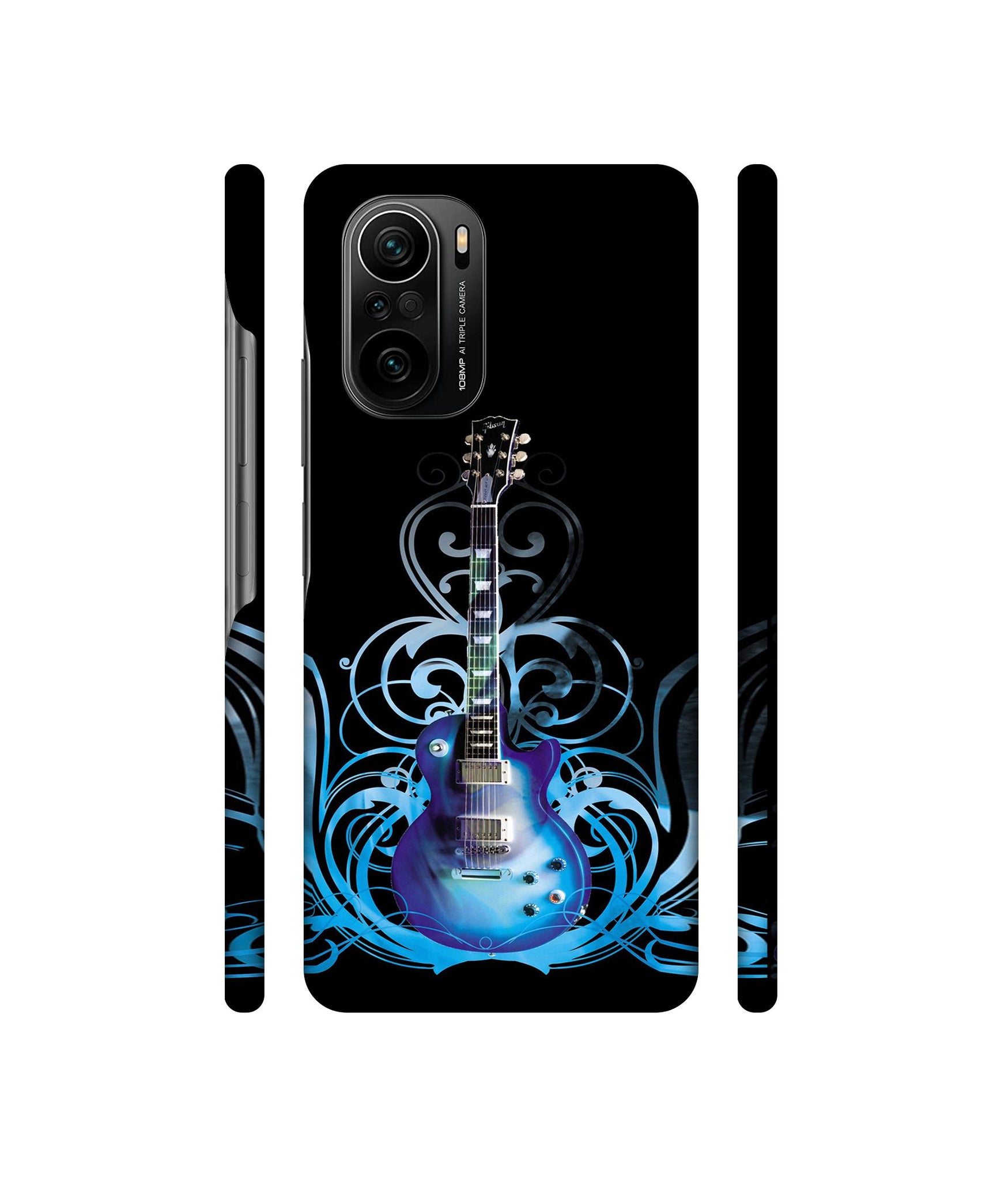 Guitar In Blue Pattern Designer Hard Back Cover for Mi 11X / Mi 11X Pro / Mi Poco F3