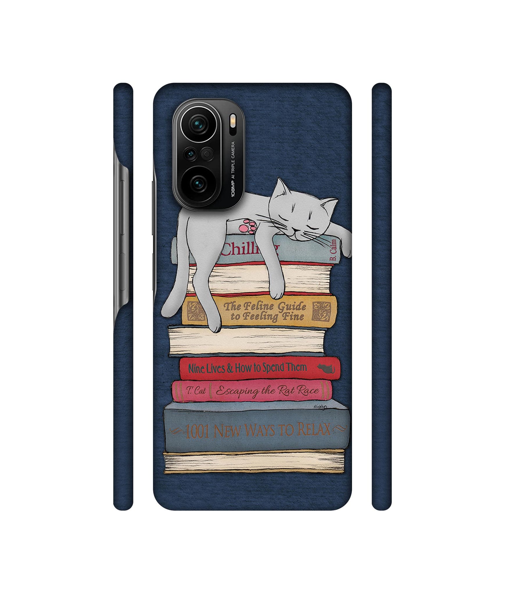 Cat Sleeping On The Books Designer Hard Back Cover for Mi 11X / Mi 11X Pro / Mi Poco F3