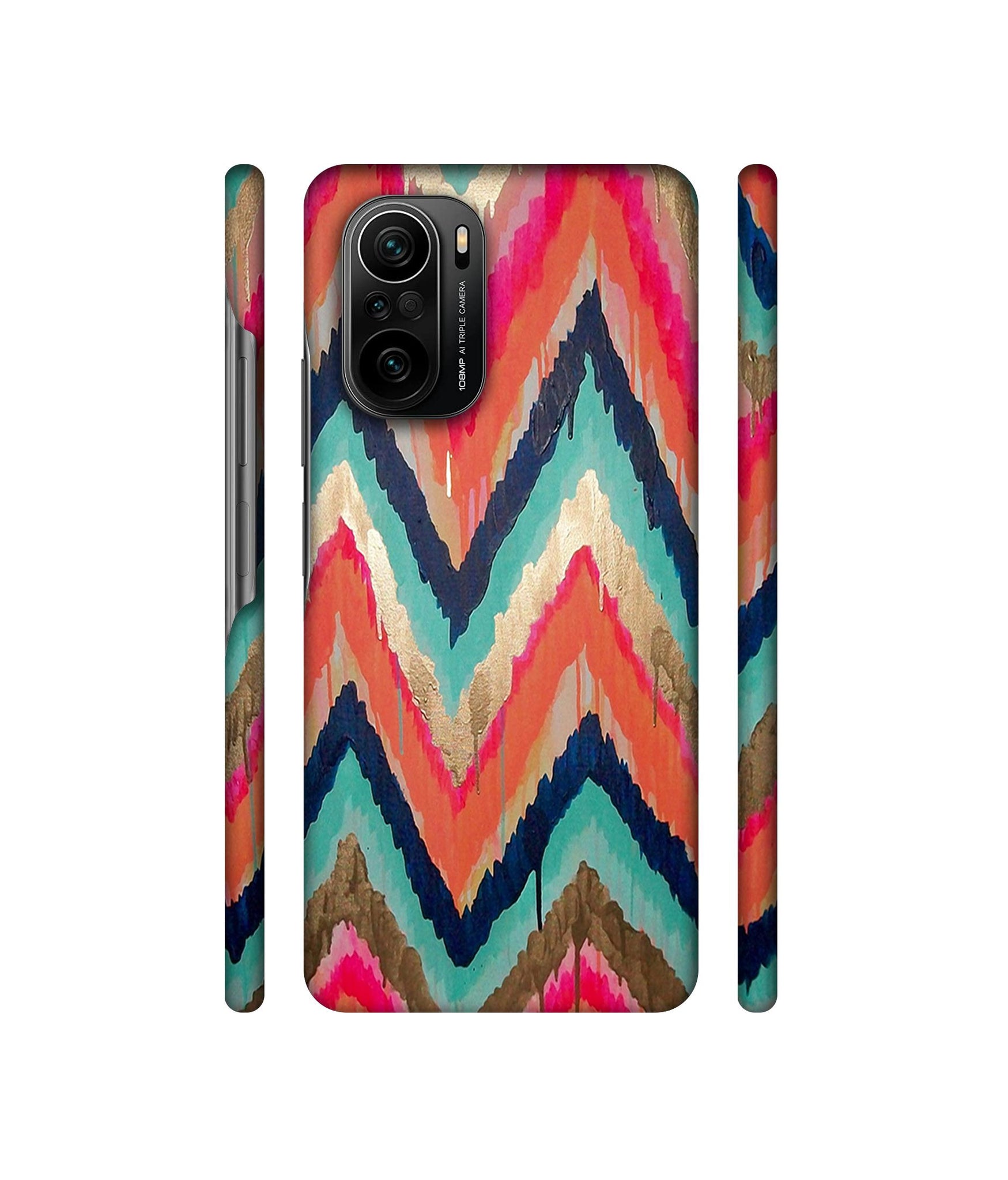 Colorful Zig-Zag Lines Art Designer Hard Back Cover for Mi 11X / Mi 11X Pro / Mi Poco F3