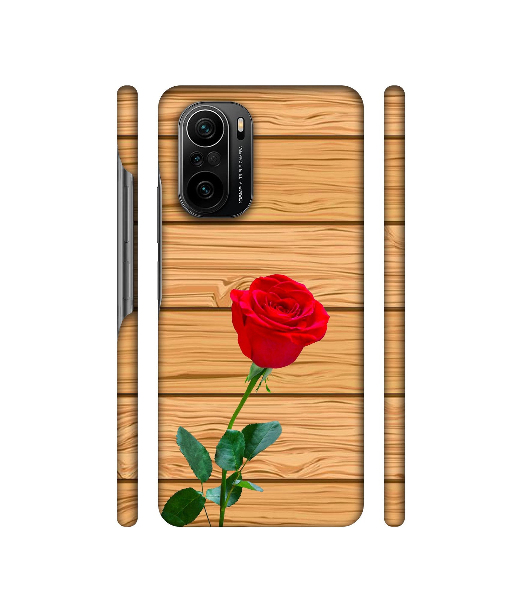 Rose With Wooden Texture Designer Hard Back Cover for Mi 11X / Mi 11X Pro / Mi Poco F3