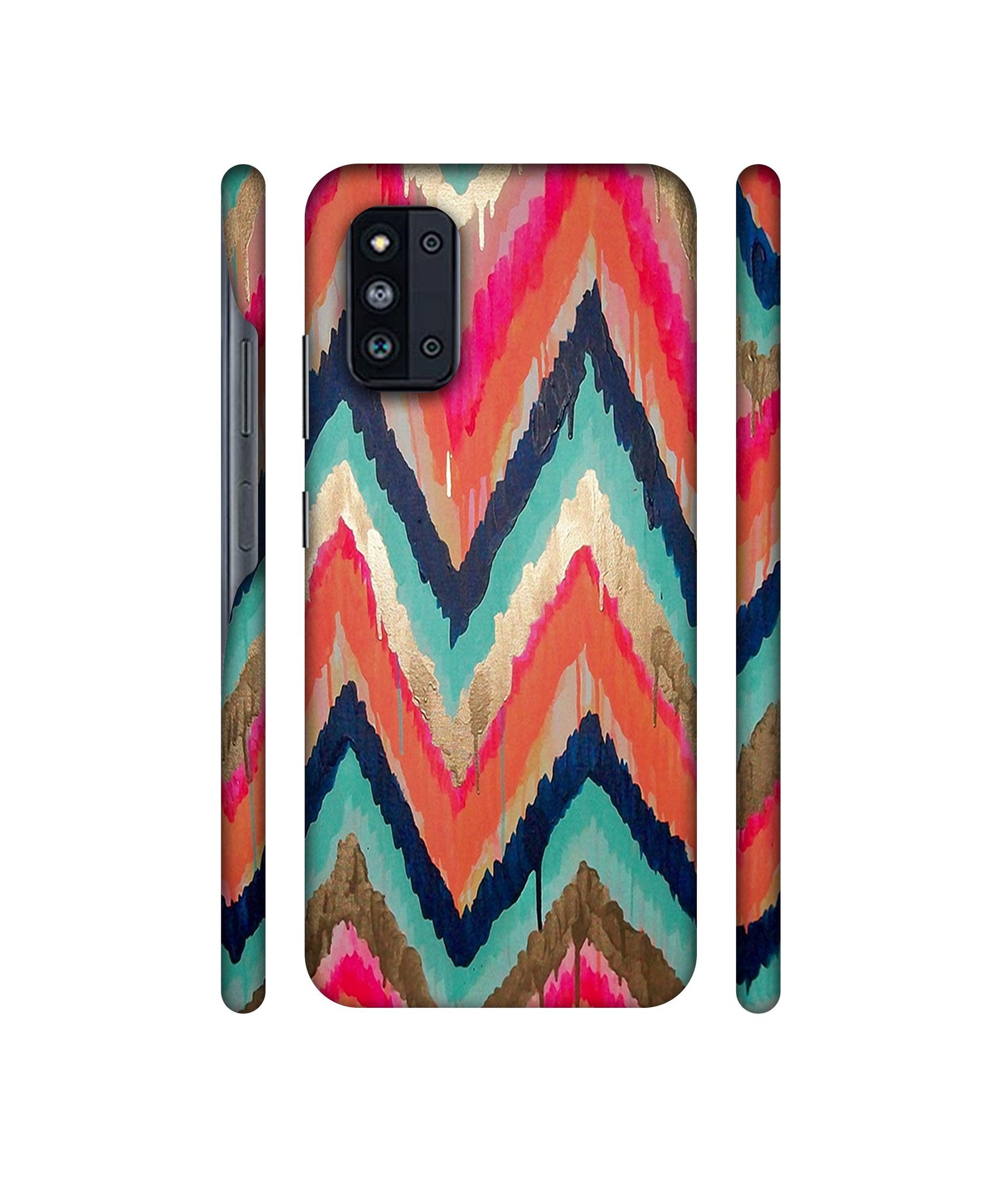 Colorful Zig-Zag Lines Art Designer Hard Back Cover for Samsung Galaxy F52 5G