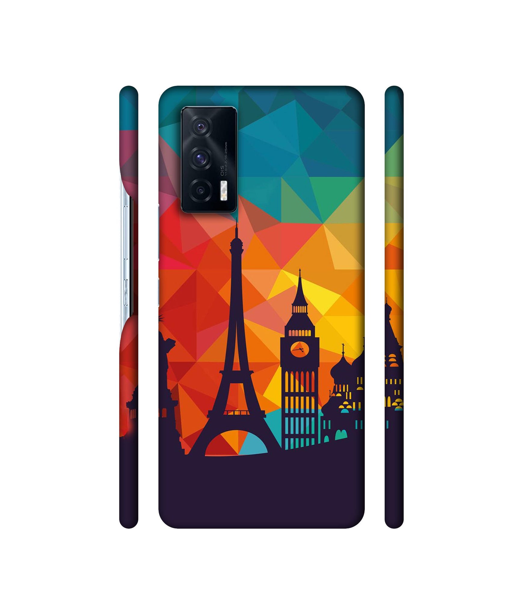 Colored Paris Designer Hard Back Cover for Vivo iQOO 7