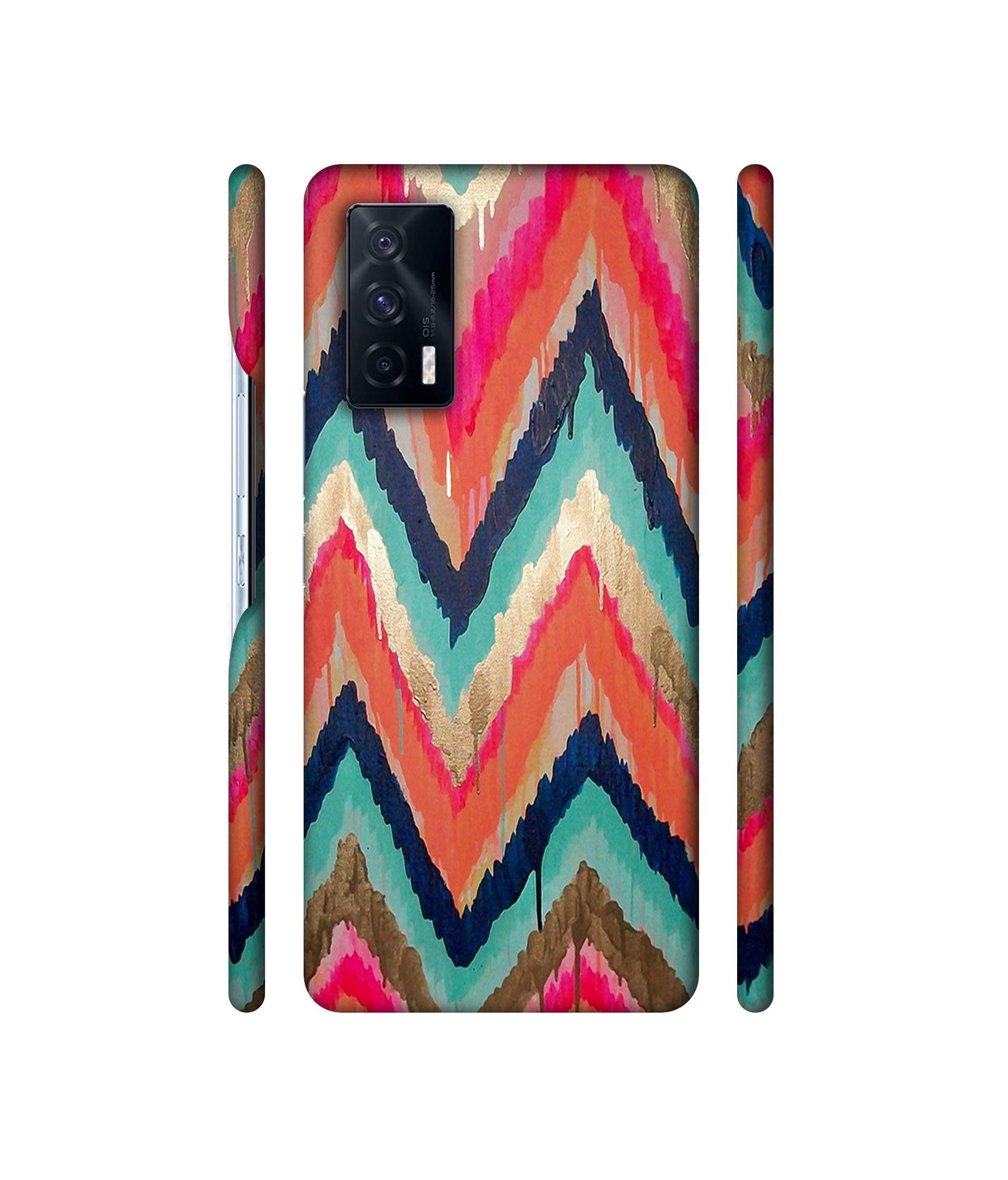 Colorful Zig-Zag Lines Art Designer Hard Back Cover for Vivo iQOO 7