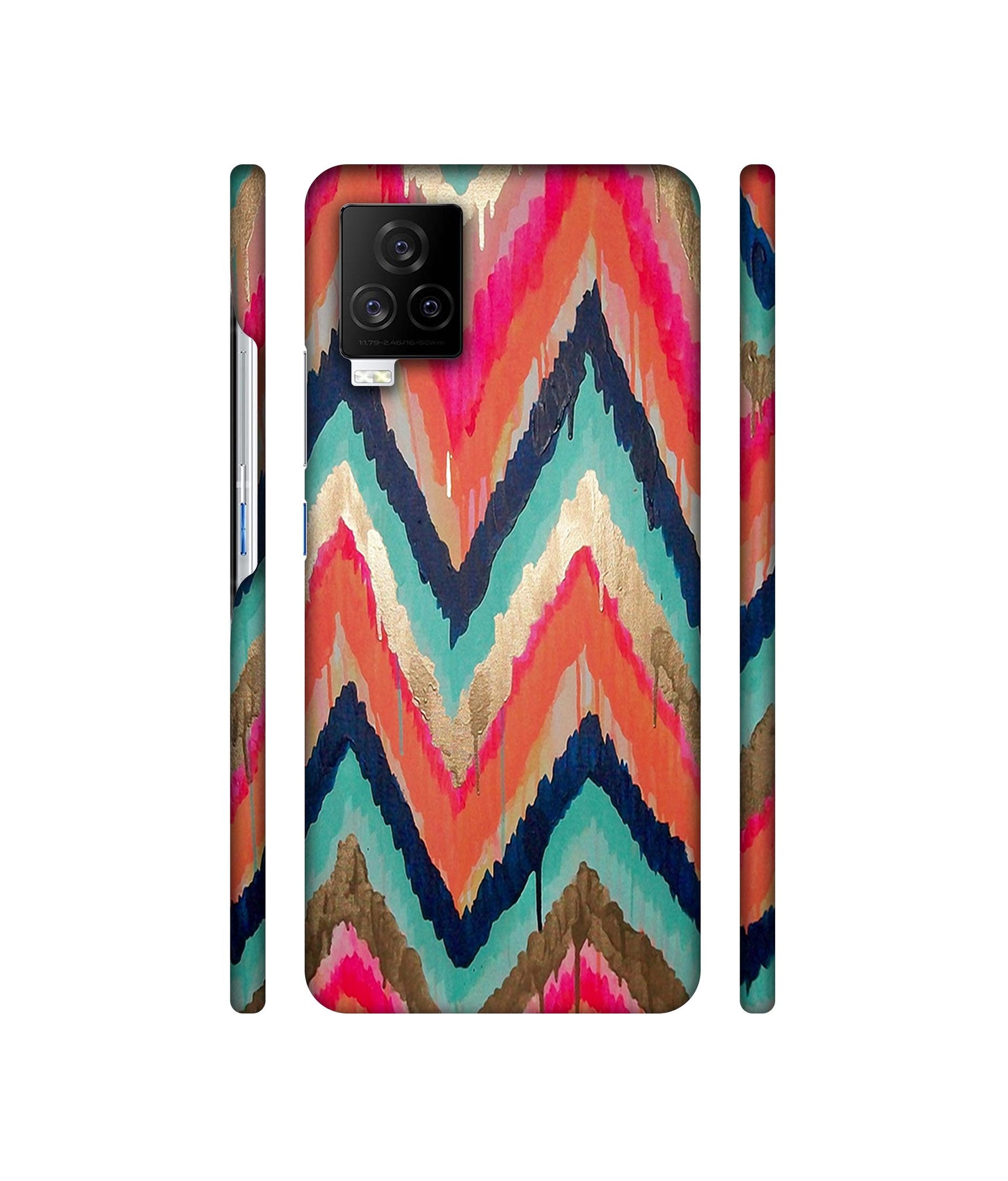 Colorful Zig-Zag Lines Art Designer Hard Back Cover for Vivo iQOO 7 Legend