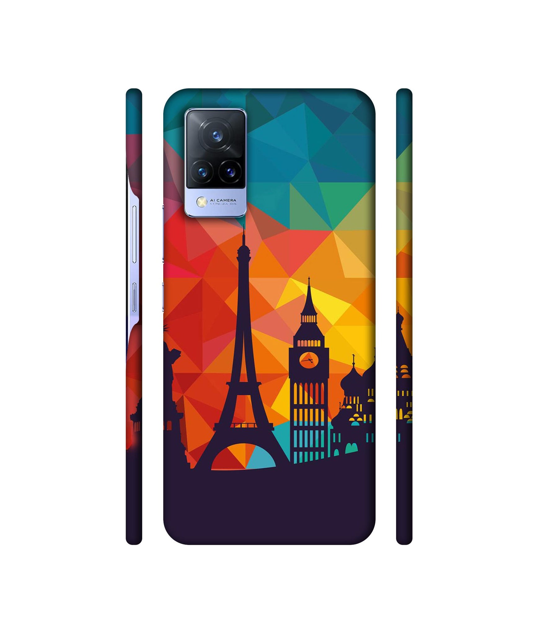 Colored Paris Designer Hard Back Cover for Vivo V21 5G