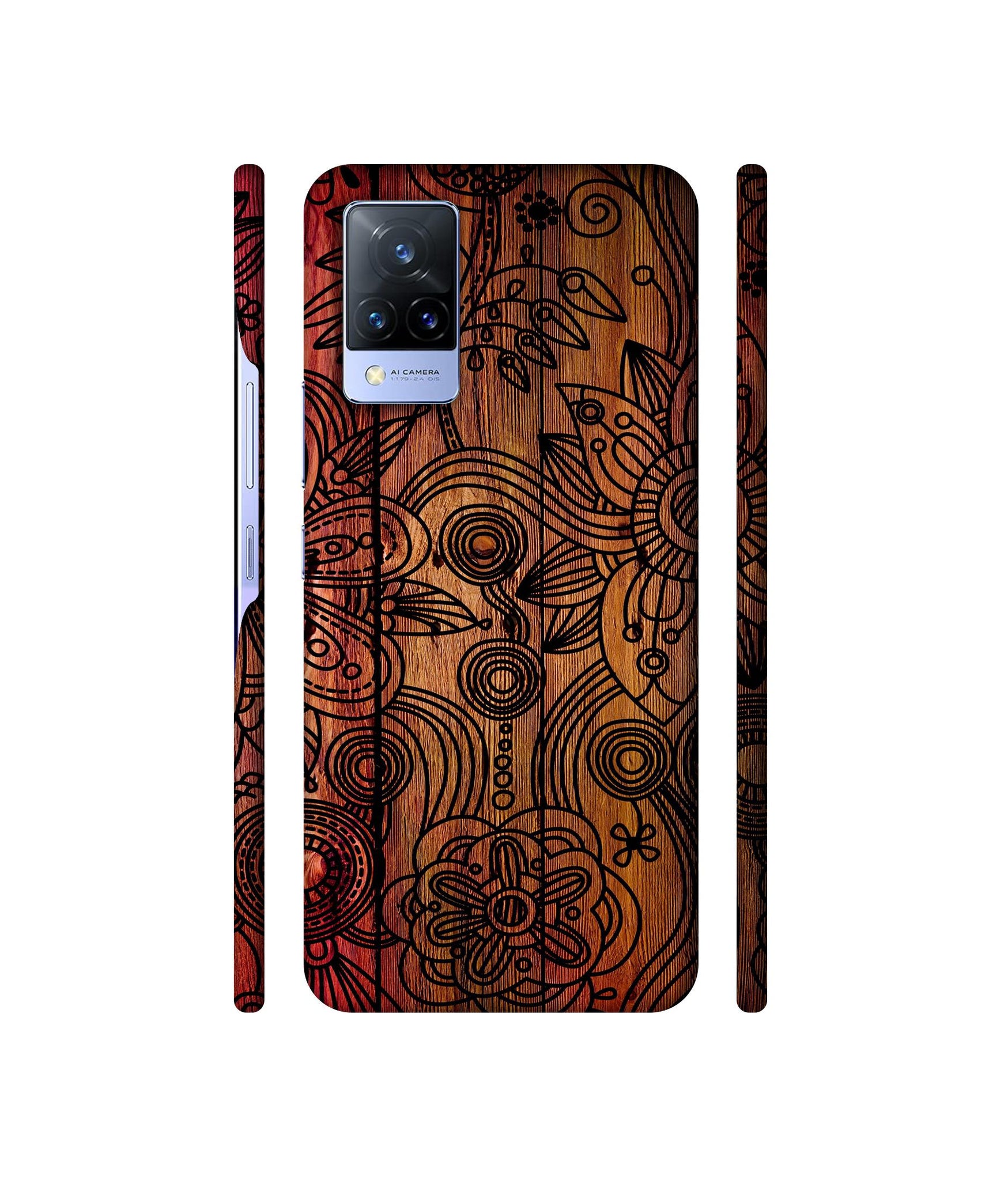 Dark Wooden Background Designer Hard Back Cover for Vivo V21 5G