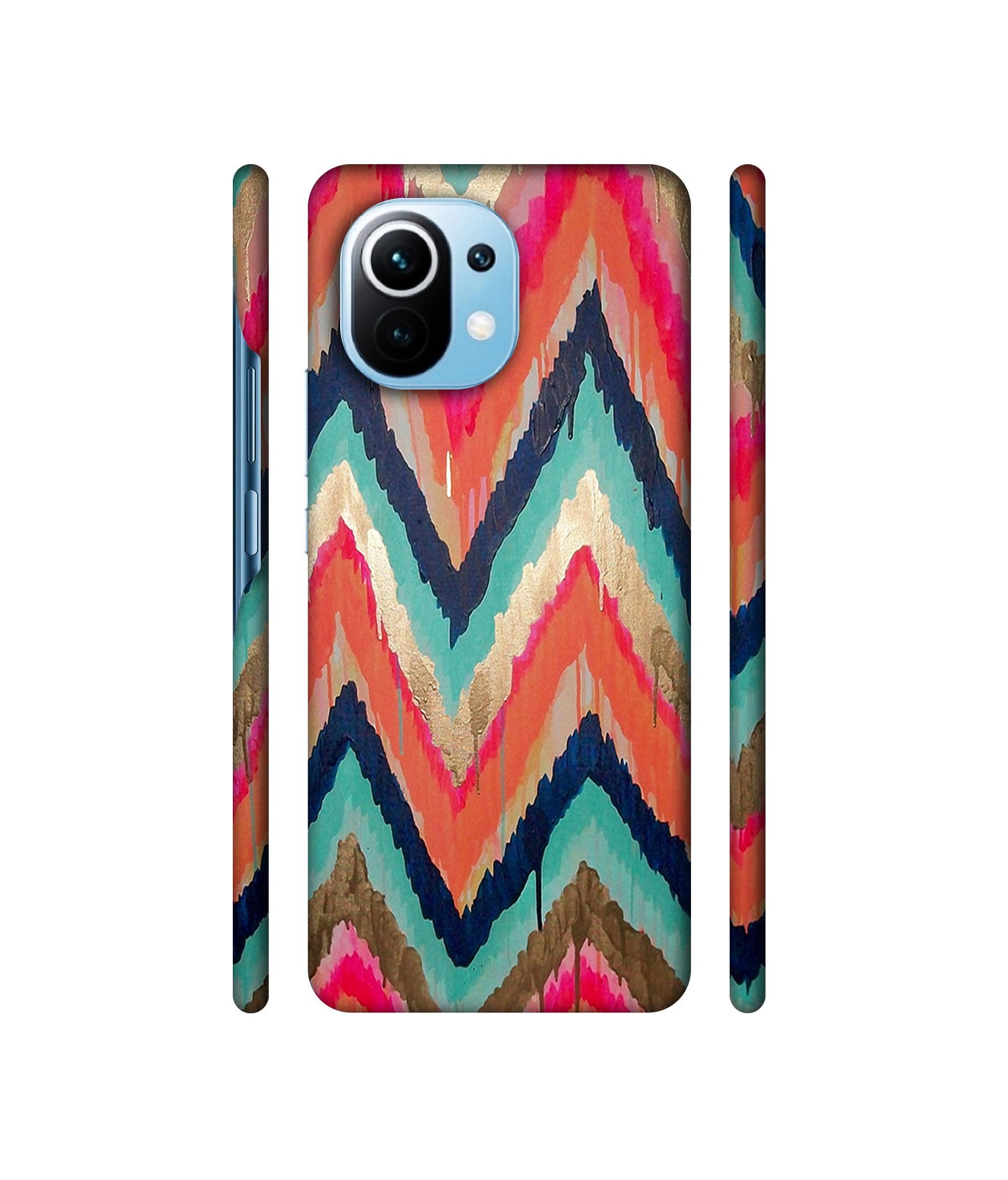 Colorful Zig-Zag Lines Art Designer Hard Back Cover for Mi 11 Lite 4G