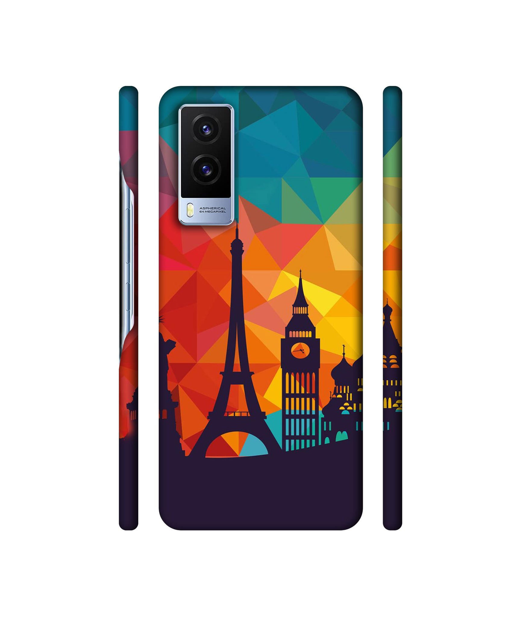 Colored Paris Designer Hard Back Cover for Vivo V21E 5G