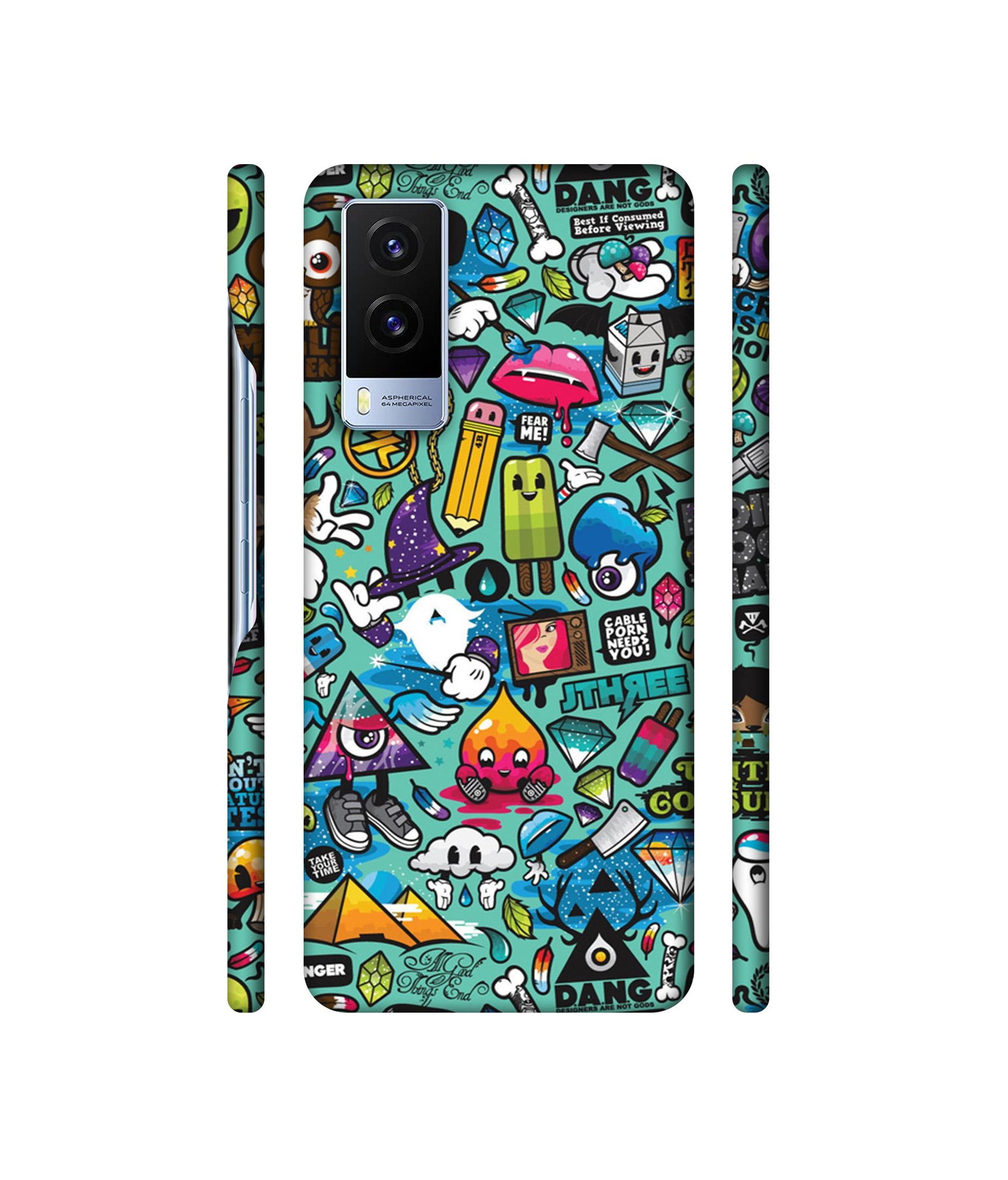 Crazy Designer Hard Back Cover for Vivo V21E 5G