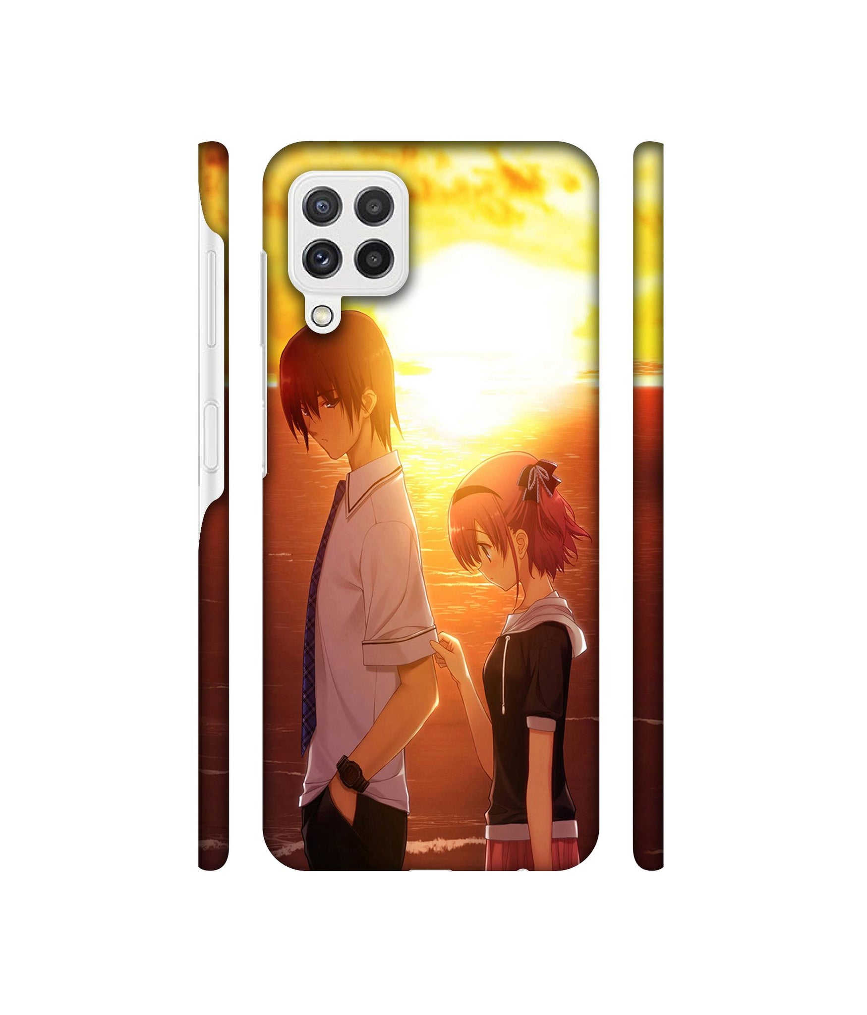 Girl Boy Sunset Sea Designer Hard Back Cover for Samsung Galaxy A22 4G