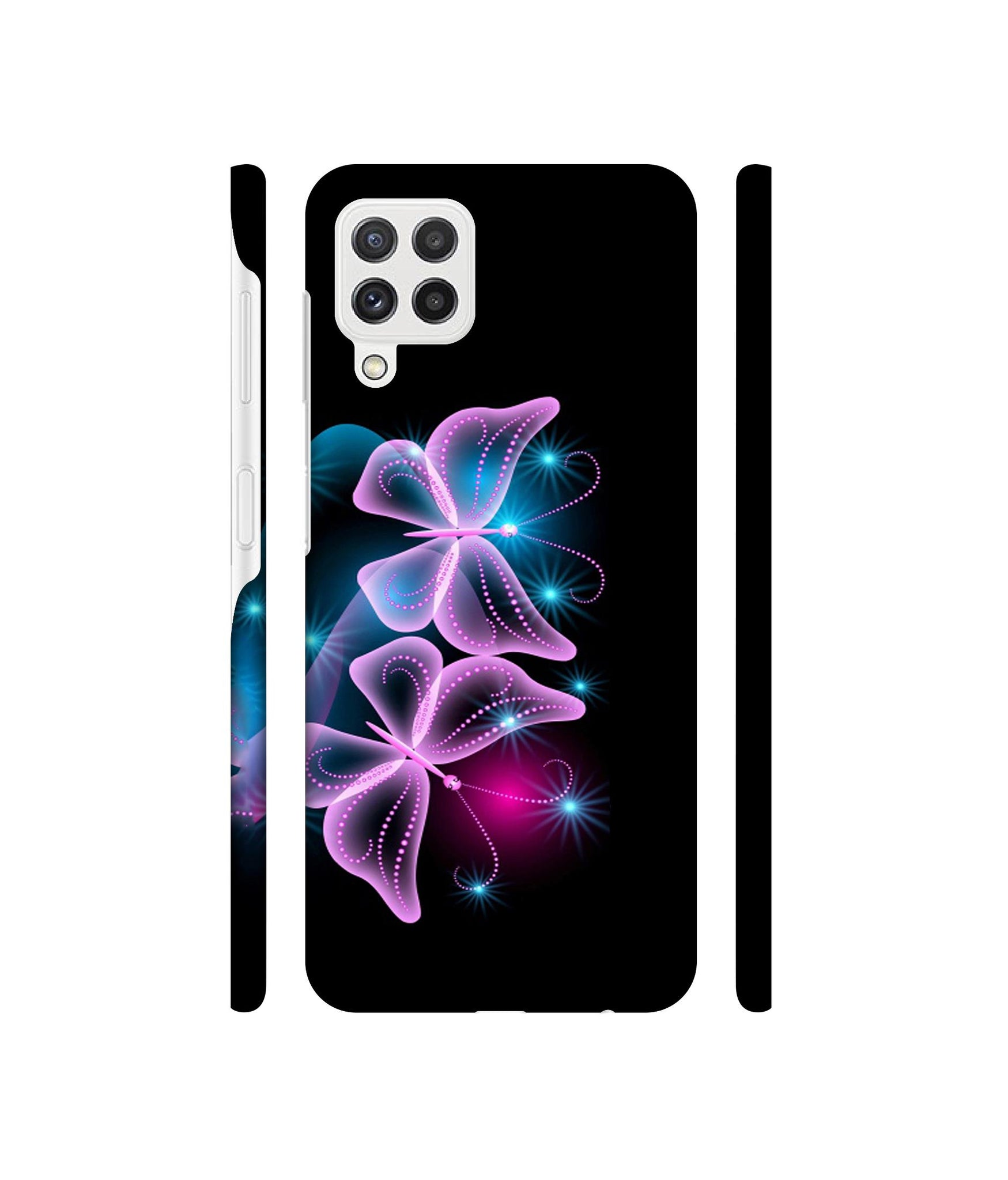 Butterflies Neon Light Designer Hard Back Cover for Samsung Galaxy A22 4G