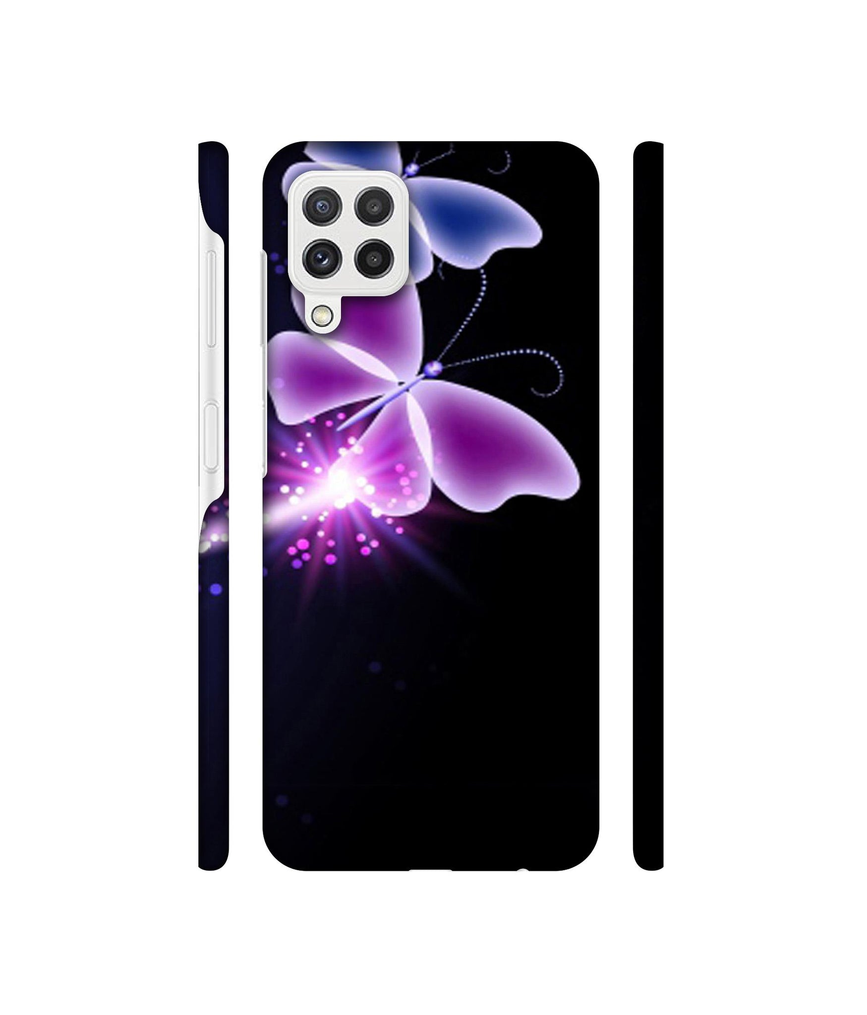 Neon Butterfly Light Abstract Shine Designer Hard Back Cover for Samsung Galaxy A22 4G