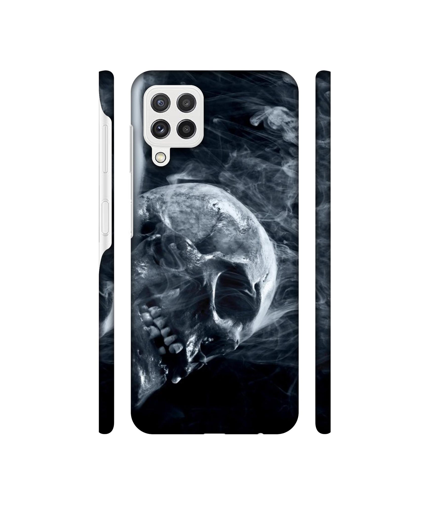 Skull Smoke Blue Scary Death Designer Hard Back Cover for Samsung Galaxy A22 4G