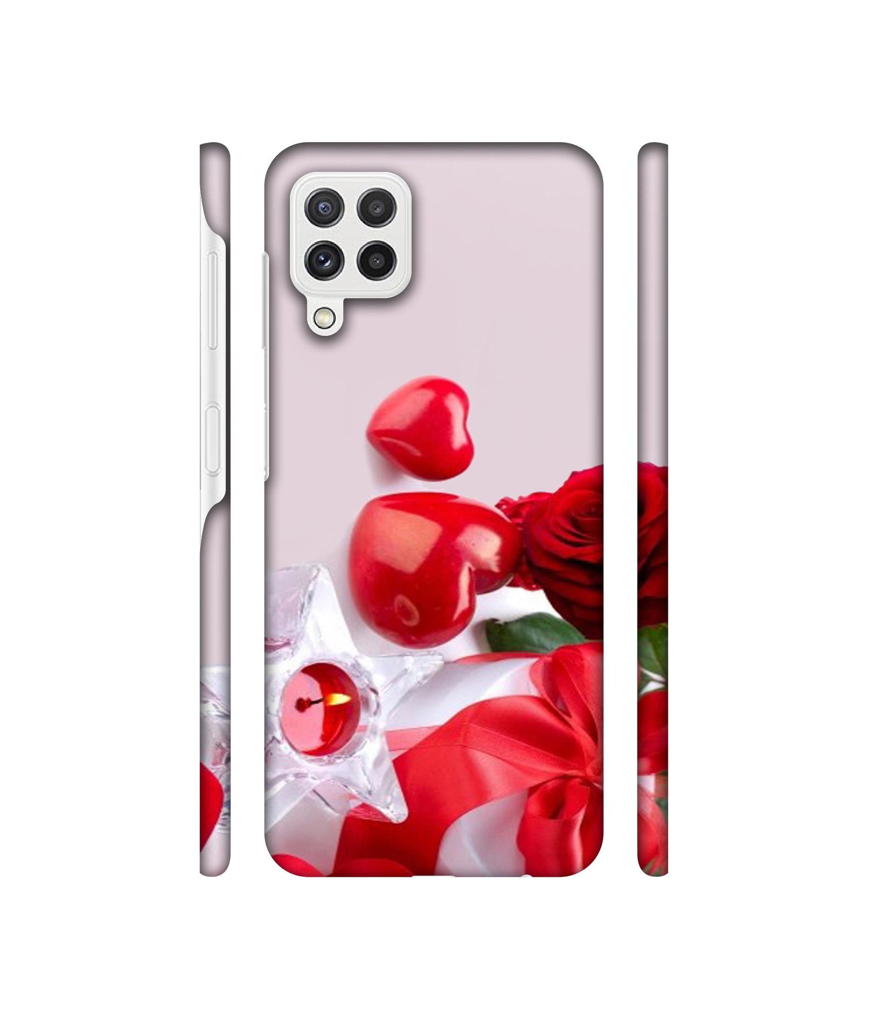 Red Rose Heart Valentines Couple Designer Hard Back Cover for Samsung Galaxy A22 4G