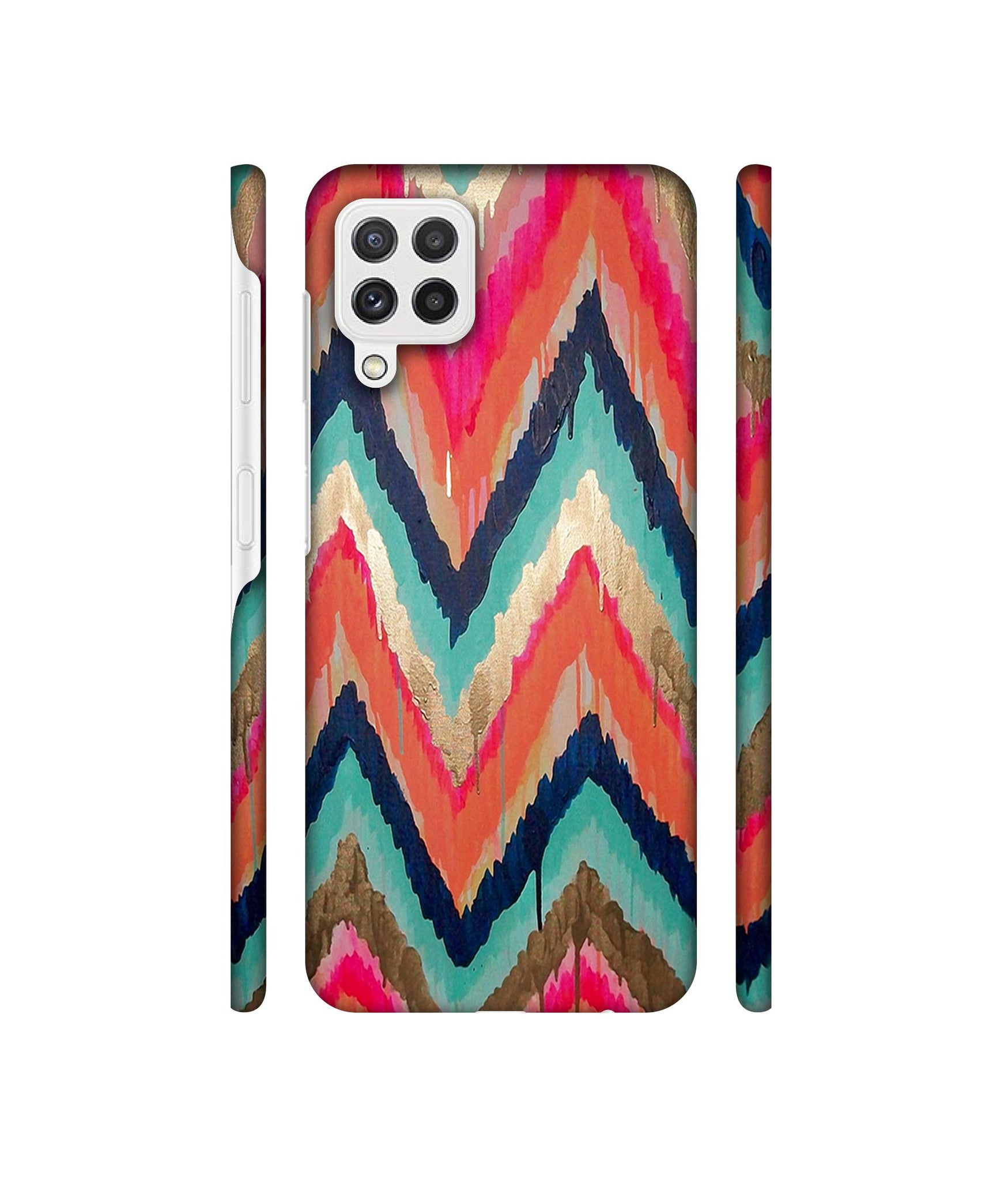 Colorful Zig-Zag Lines Art Designer Hard Back Cover for Samsung Galaxy A22 4G