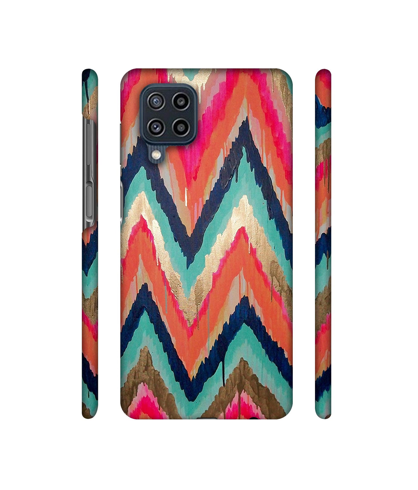 Colorful Zig-Zag Lines Art Designer Hard Back Cover for Samsung Galaxy F22 4G / M22 4G
