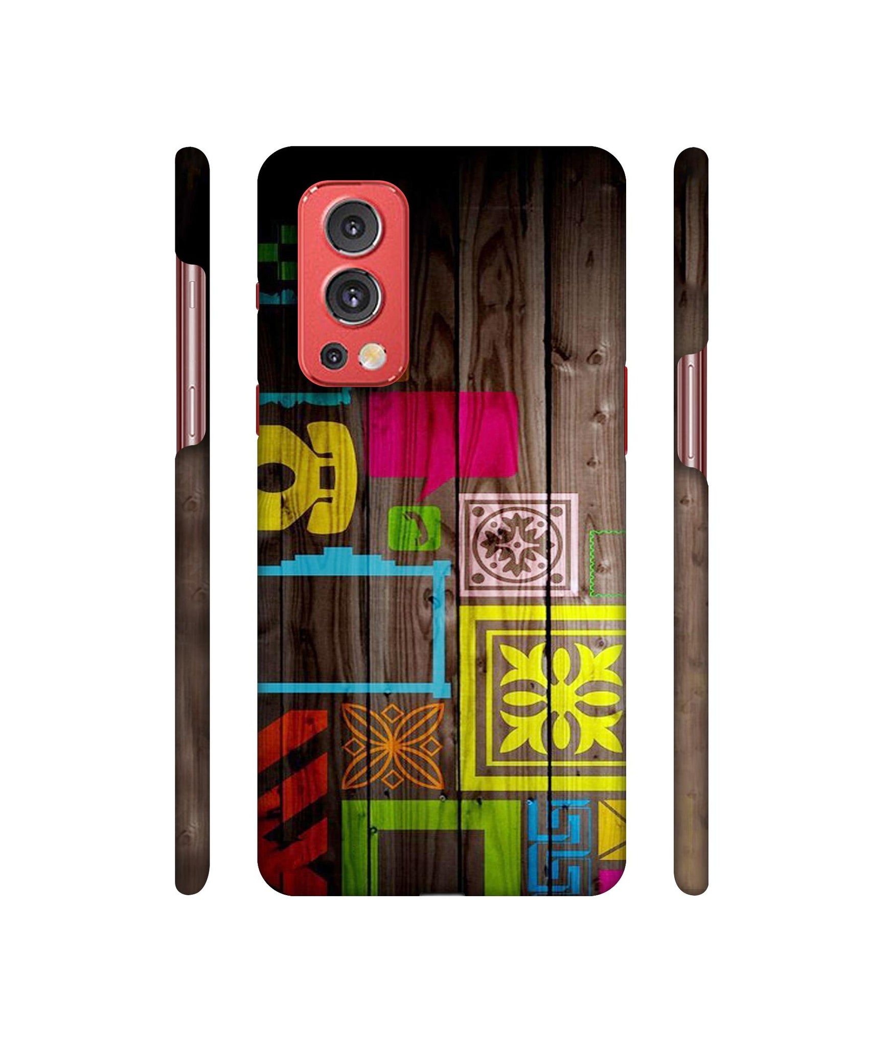 Stamps on Wooden Texture Designer Hard Back Cover for OnePlus Nord2 5G
