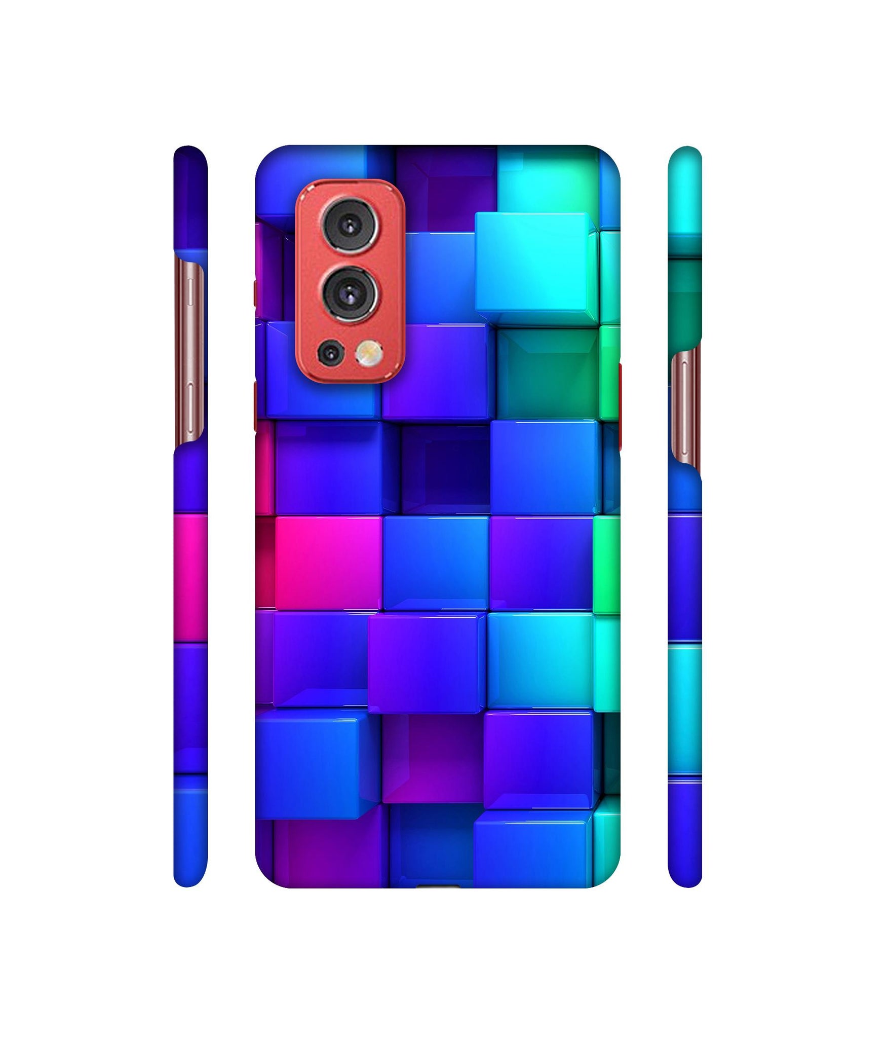 Blocks Rainbow 3D Graphics Designer Hard Back Cover for OnePlus Nord2 5G