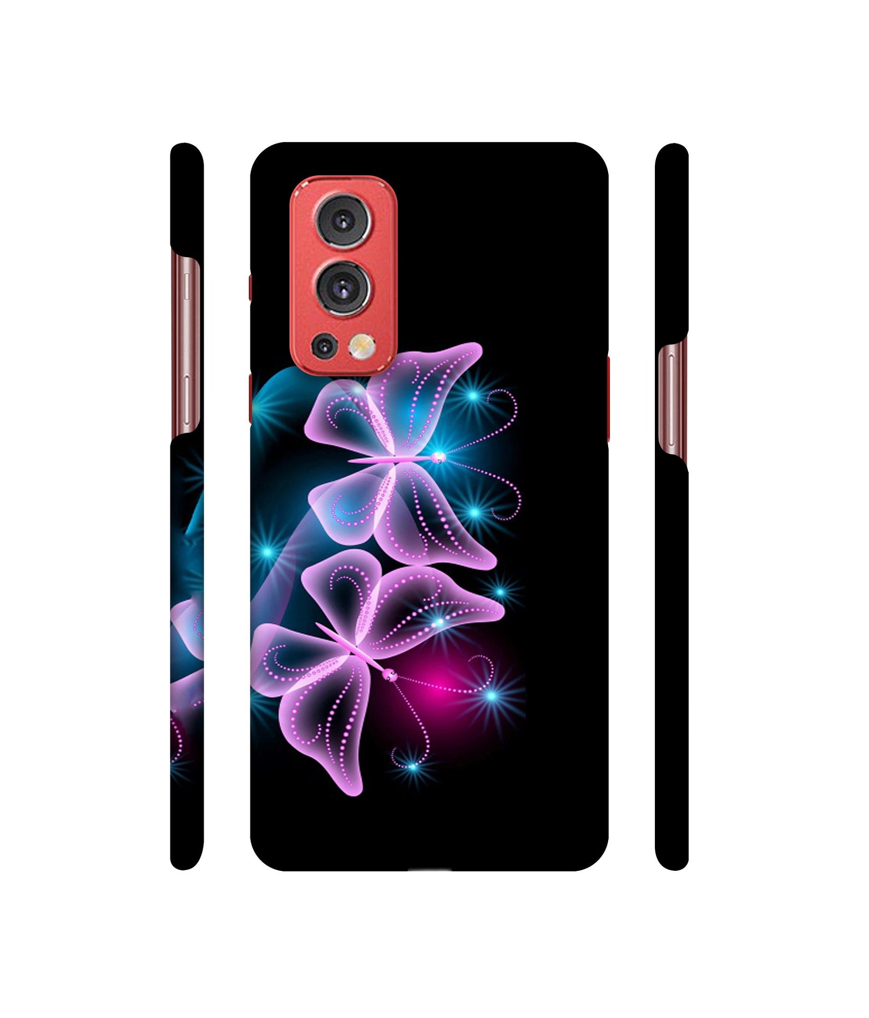 Butterflies Neon Light Designer Hard Back Cover for OnePlus Nord2 5G