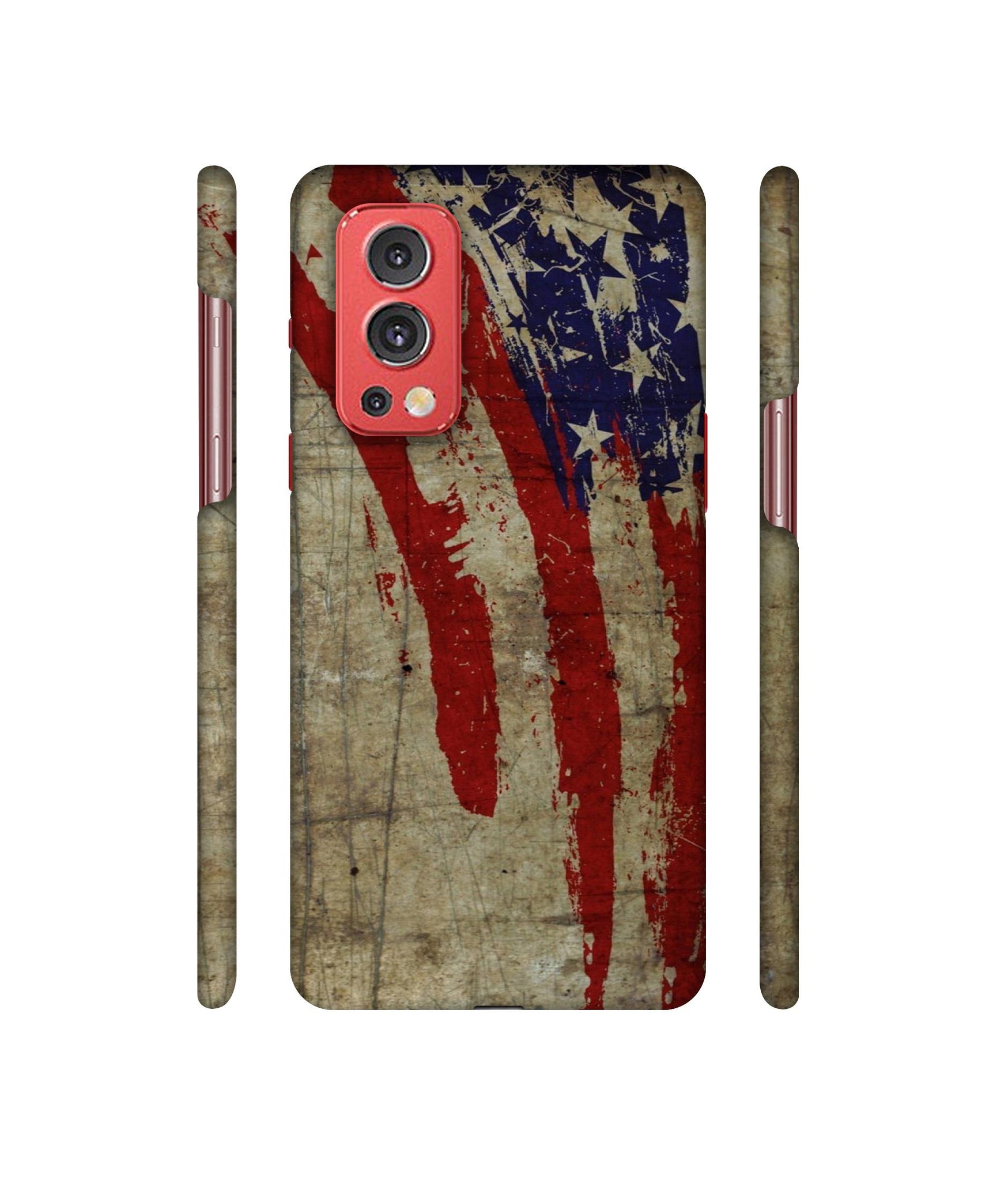 Vintage American Flag Designer Hard Back Cover for OnePlus Nord2 5G