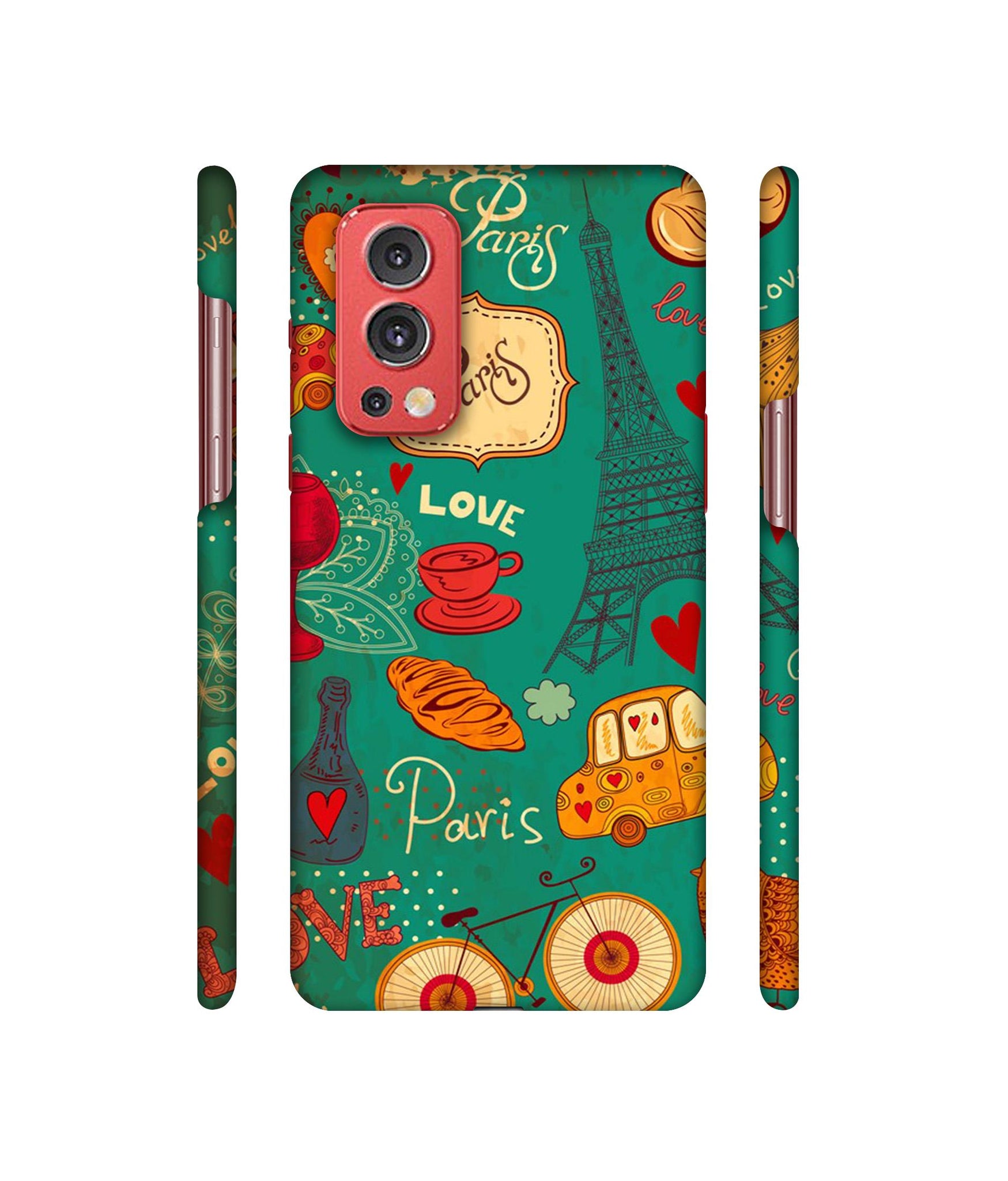 Paris Love Print Designer Hard Back Cover for OnePlus Nord2 5G