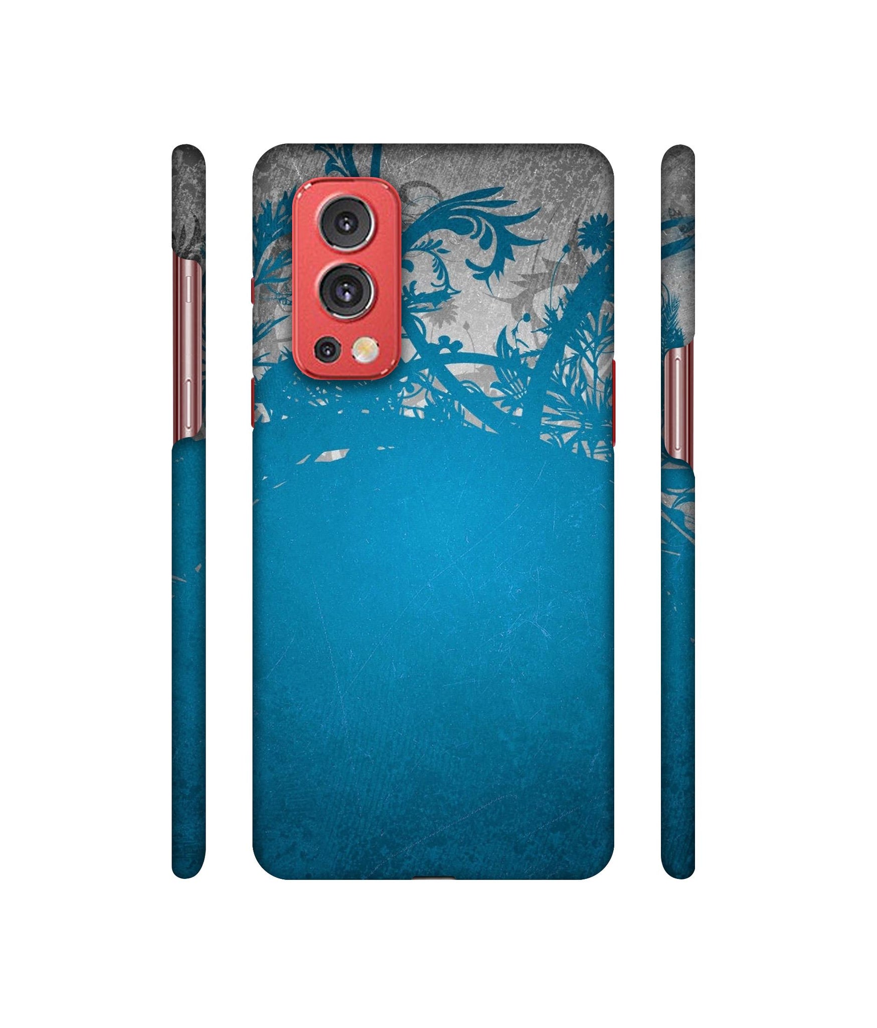 Blue Floral Pattern Designer Hard Back Cover for OnePlus Nord2 5G