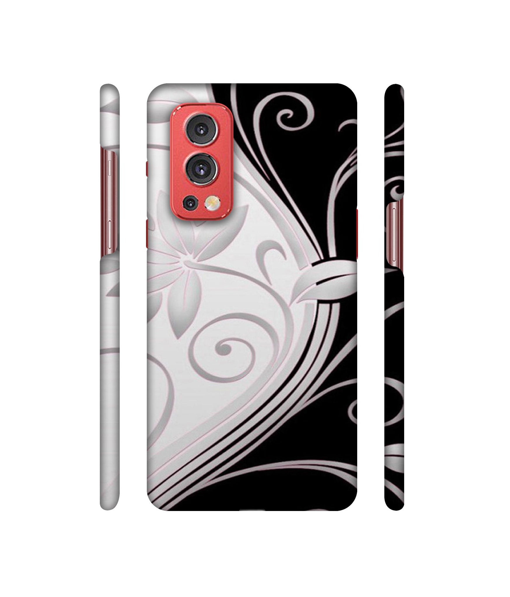 Black And White Flower Designer Hard Back Cover for OnePlus Nord2 5G