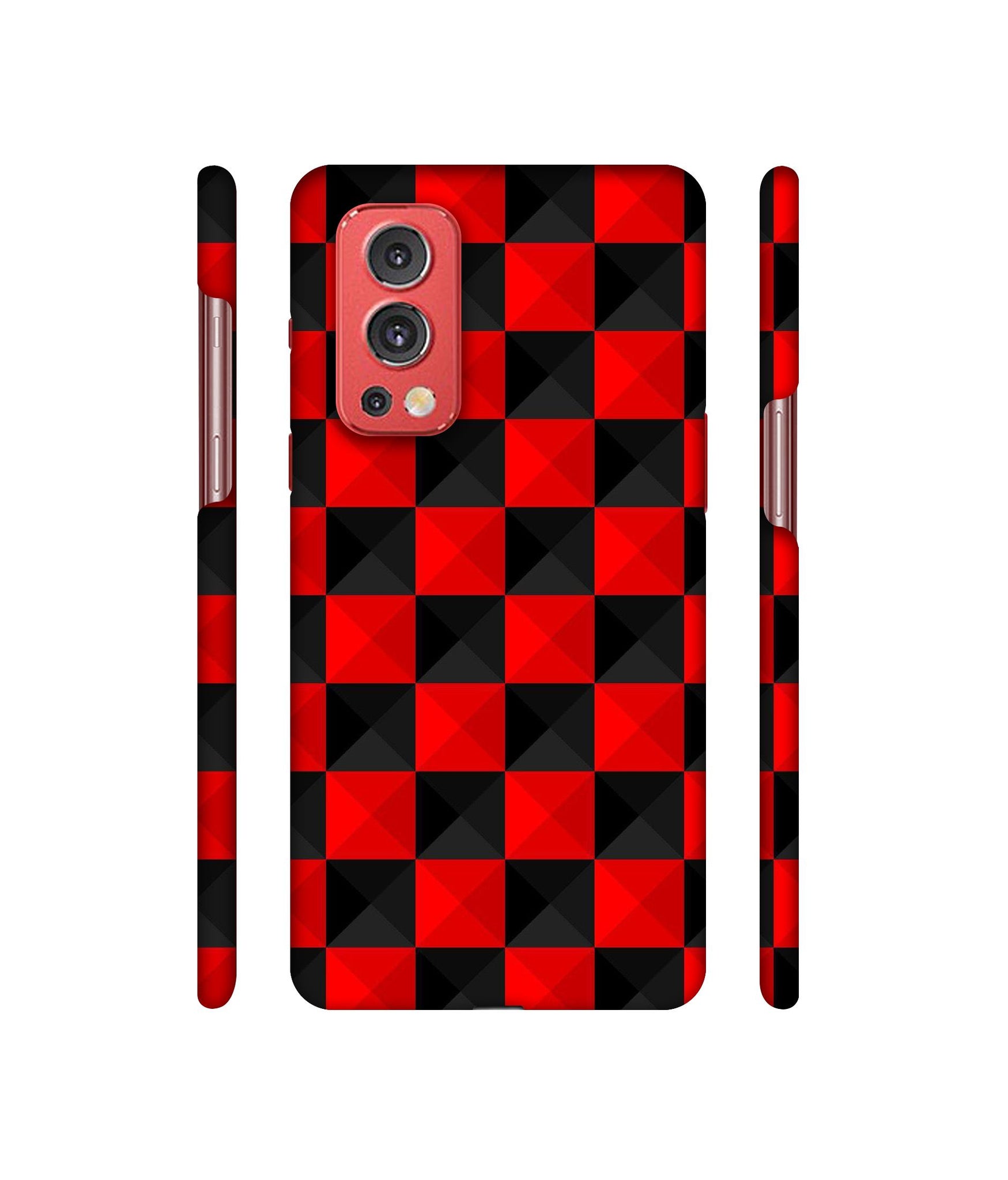 Red N Black Cubes Designer Hard Back Cover for OnePlus Nord2 5G