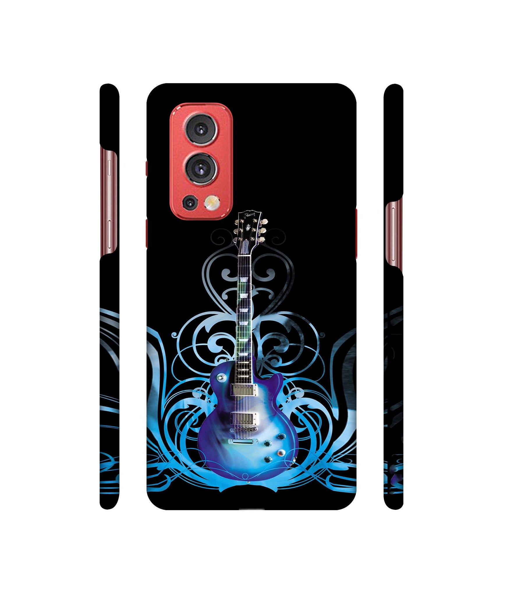 Guitar In Blue Pattern Designer Hard Back Cover for OnePlus Nord2 5G