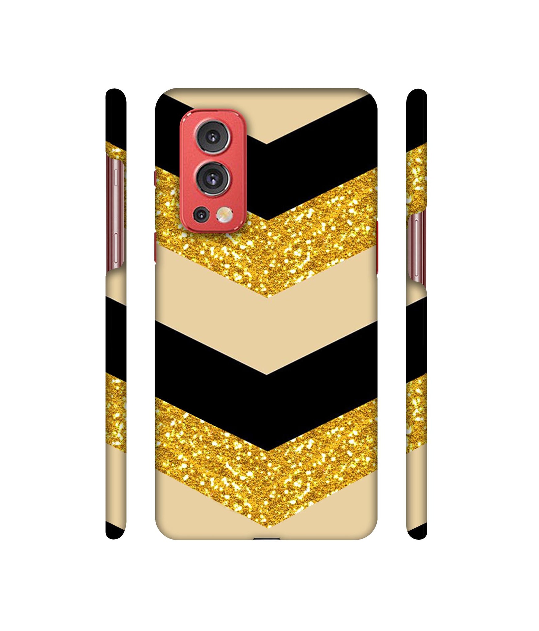 Black & Gold Designer Hard Back Cover for OnePlus Nord2 5G