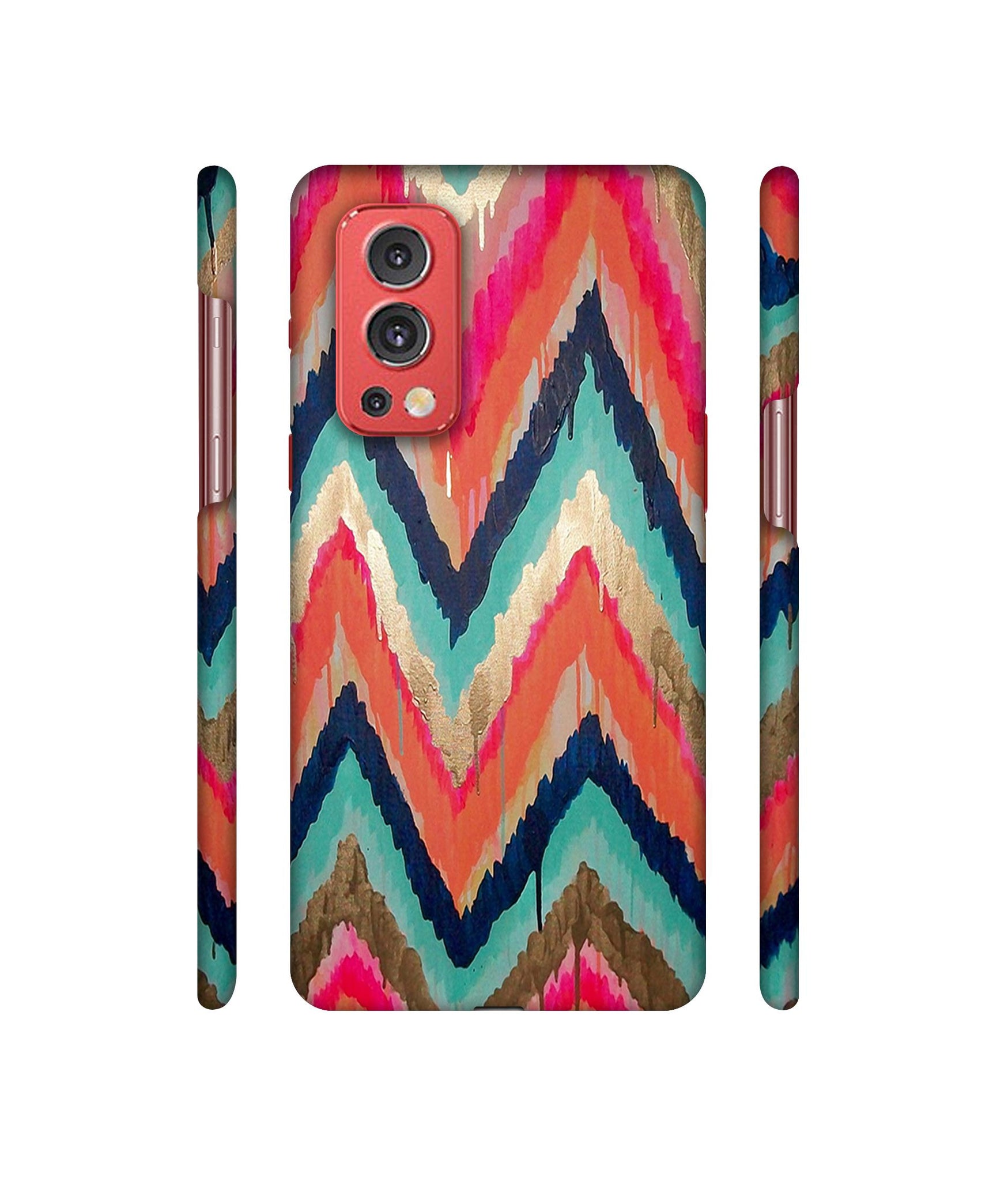 Colorful Zig-Zag Lines Art Designer Hard Back Cover for OnePlus Nord2 5G