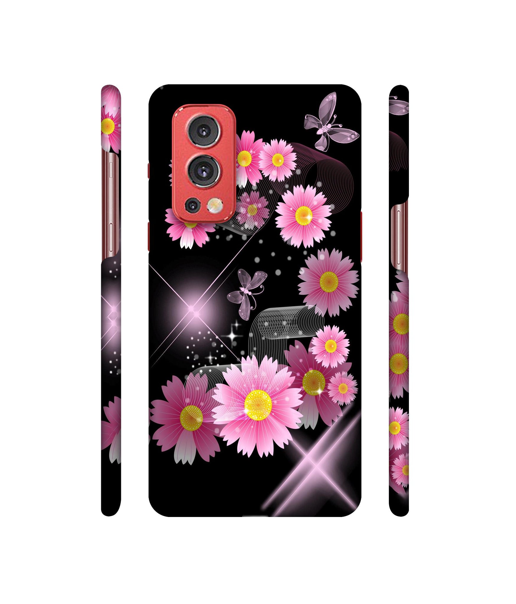 Pink Flower Designer Hard Back Cover for OnePlus Nord2 5G