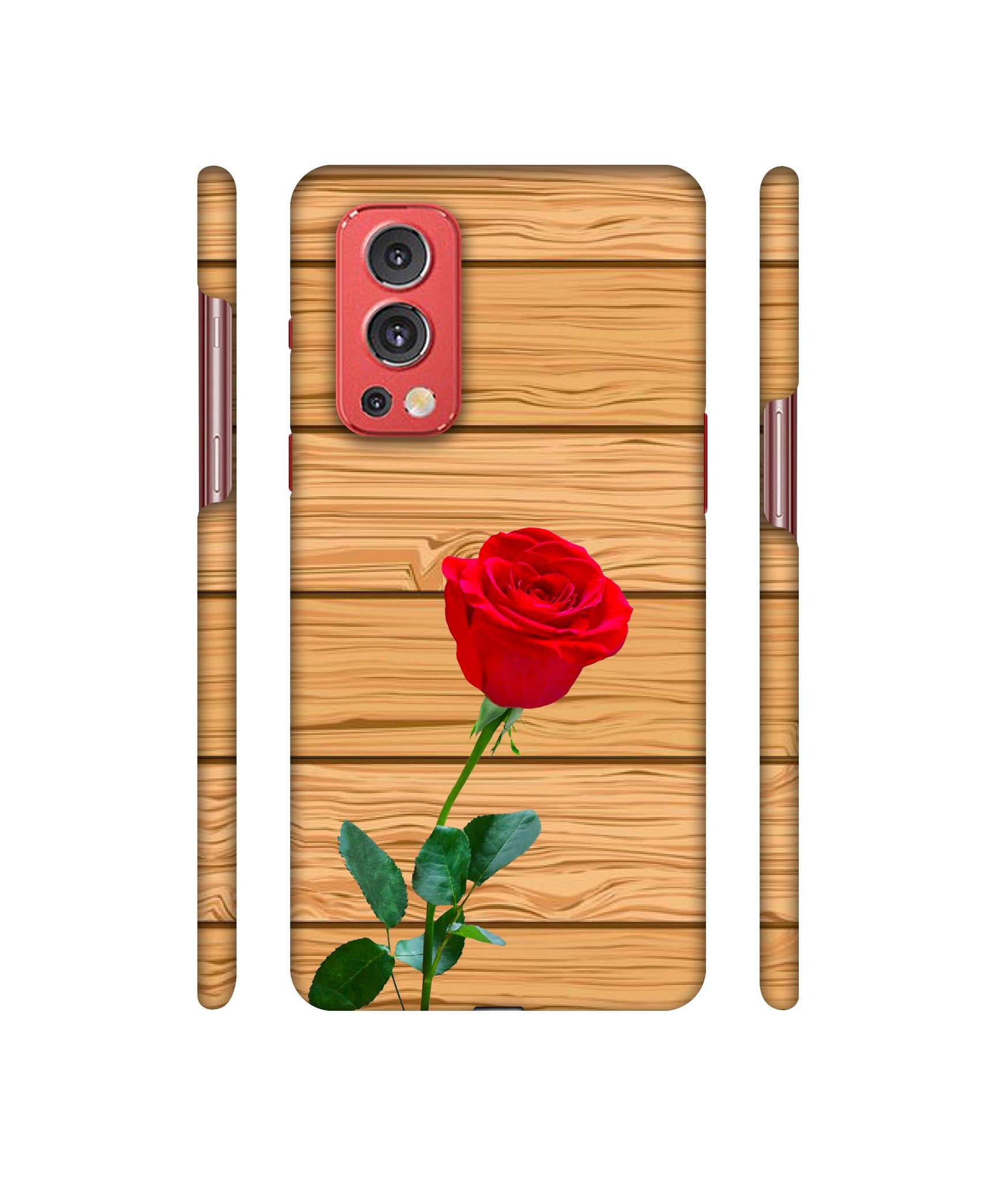 Rose With Wooden Texture Designer Hard Back Cover for OnePlus Nord2 5G