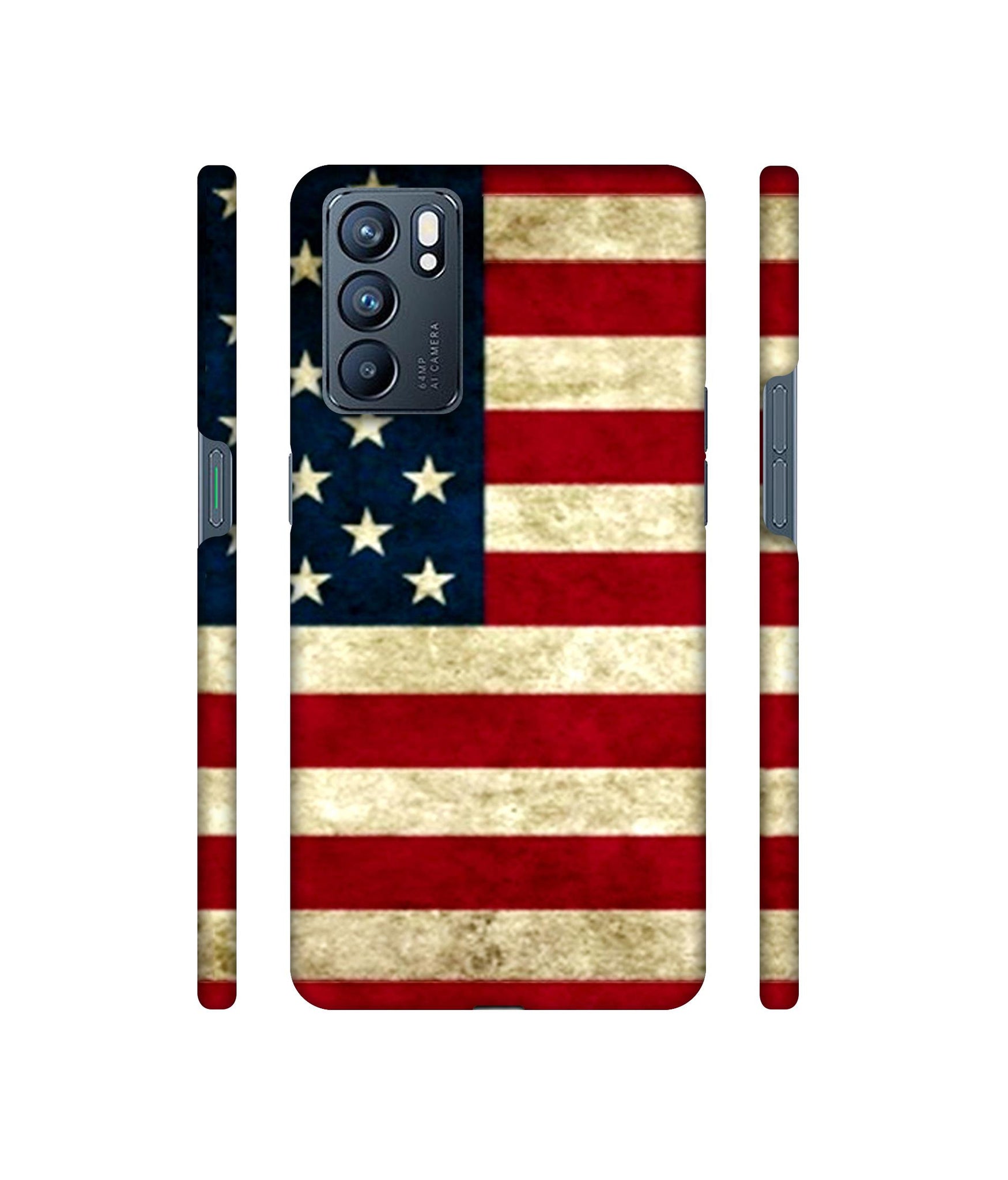 Multicoloured USA Flag Designer Hard Back Cover for Oppo Reno6 5G