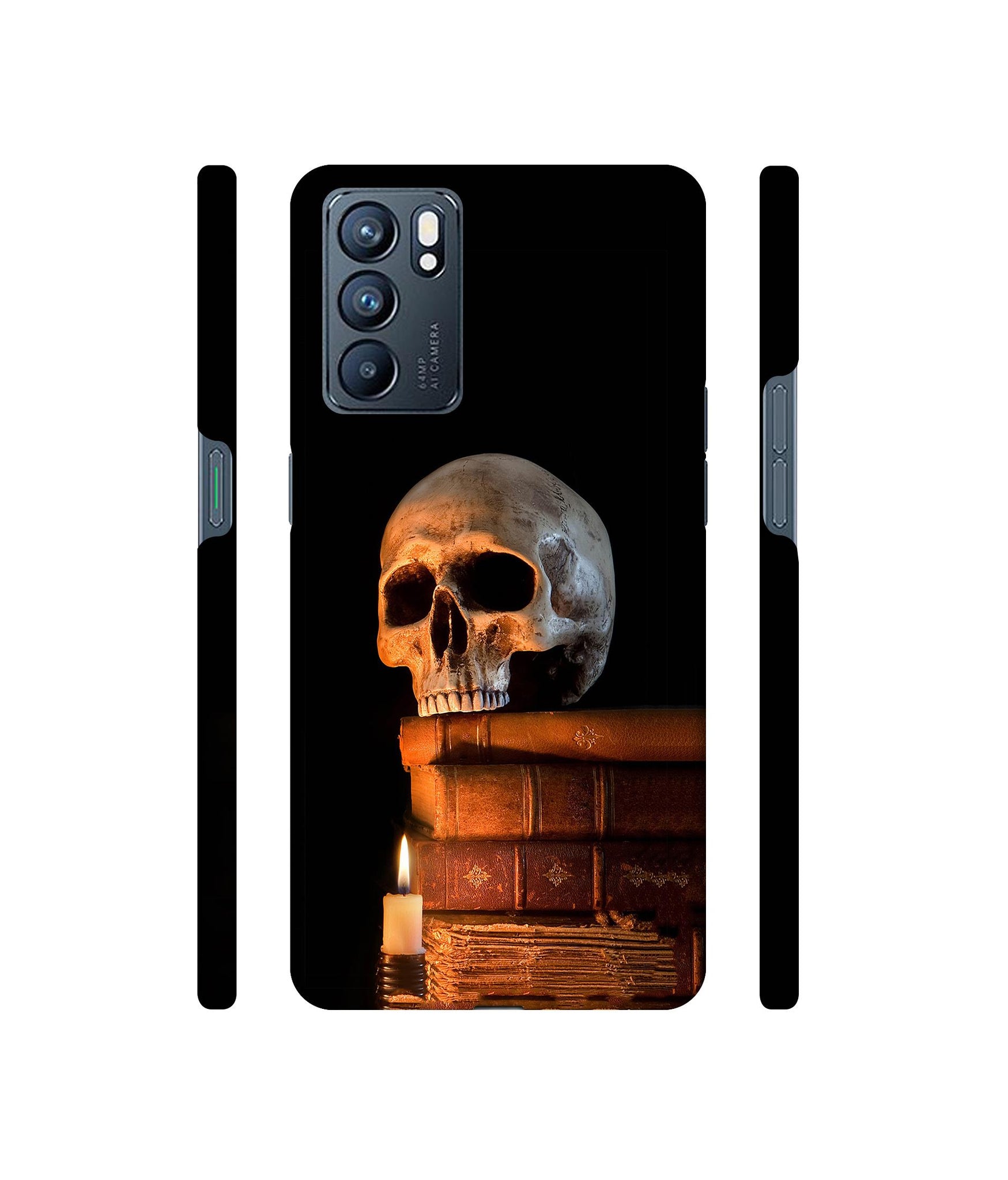 Skull Magic Candles Books Designer Hard Back Cover for Oppo Reno6 5G