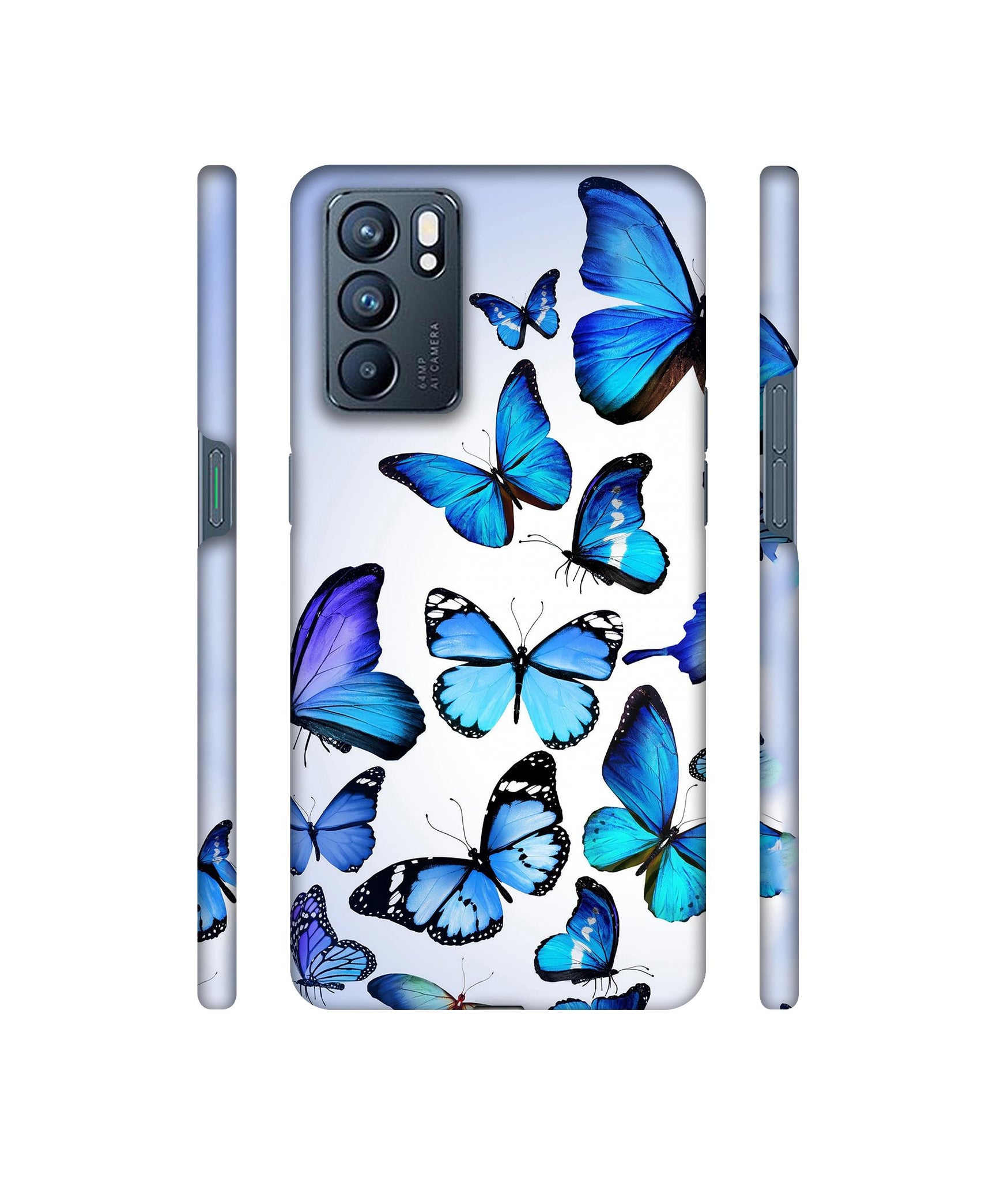 Colorful Flying Butterfly Designer Hard Back Cover for Oppo Reno6 5G