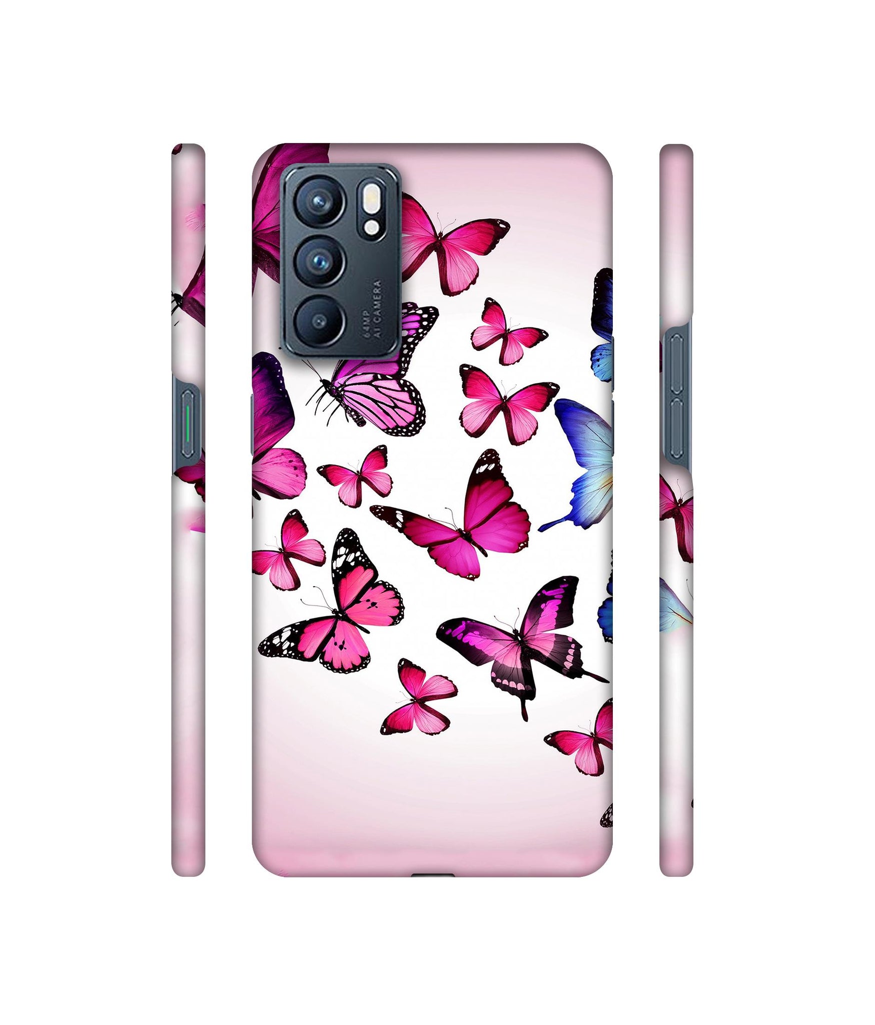 Flying Colorful Butterfly Designer Hard Back Cover for Oppo Reno6 5G