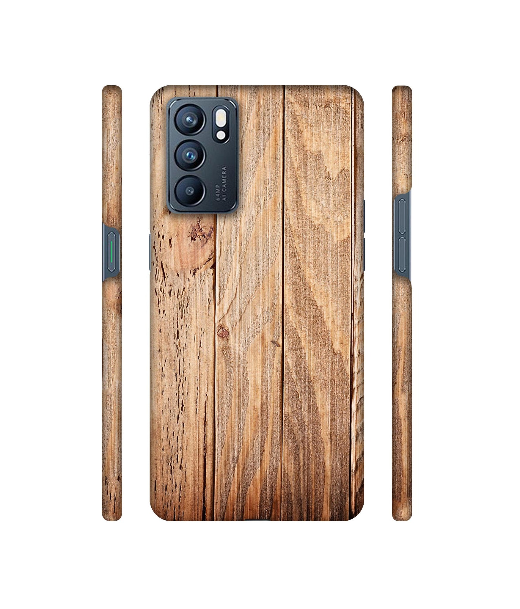 Wooden Texture Designer Hard Back Cover for Oppo Reno6 5G