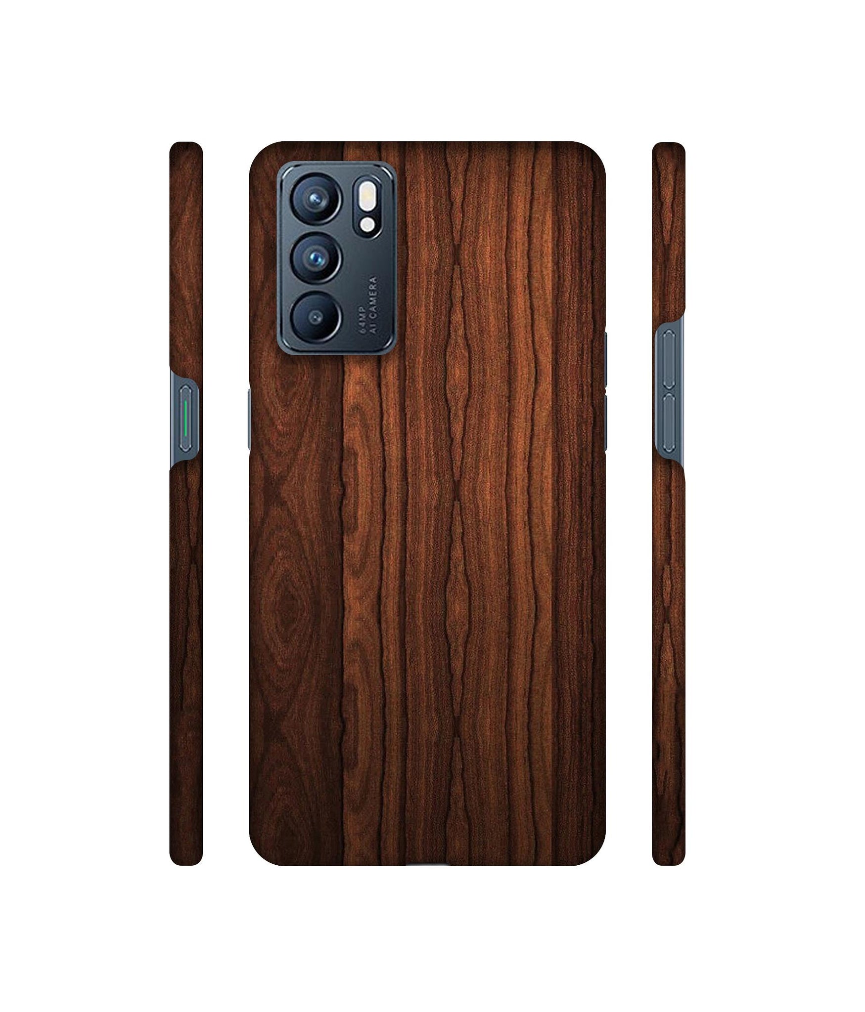 Brown Wooden Texture Designer Hard Back Cover for Oppo Reno6 5G