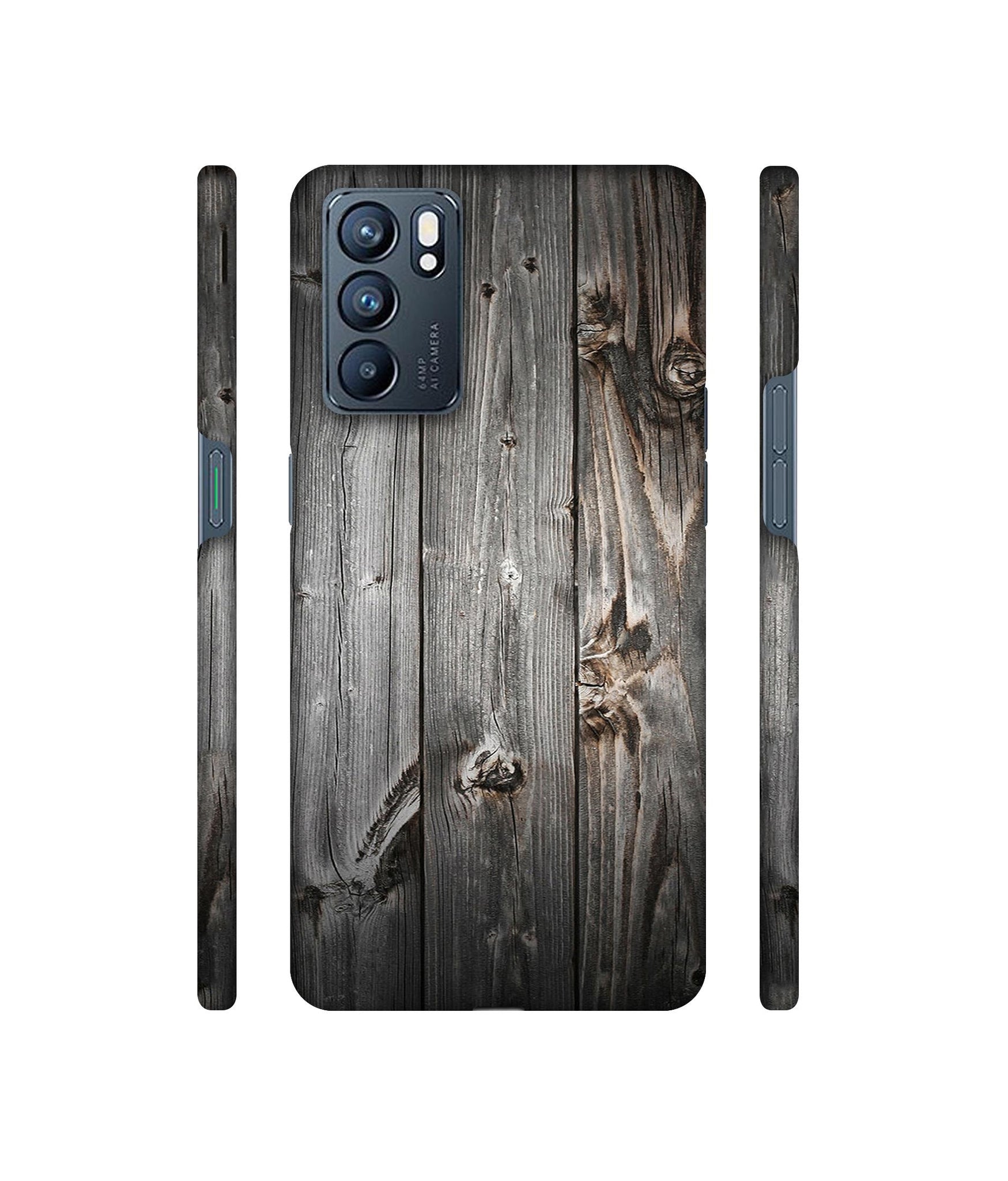 Grey Wooden Texture Designer Hard Back Cover for Oppo Reno6 5G