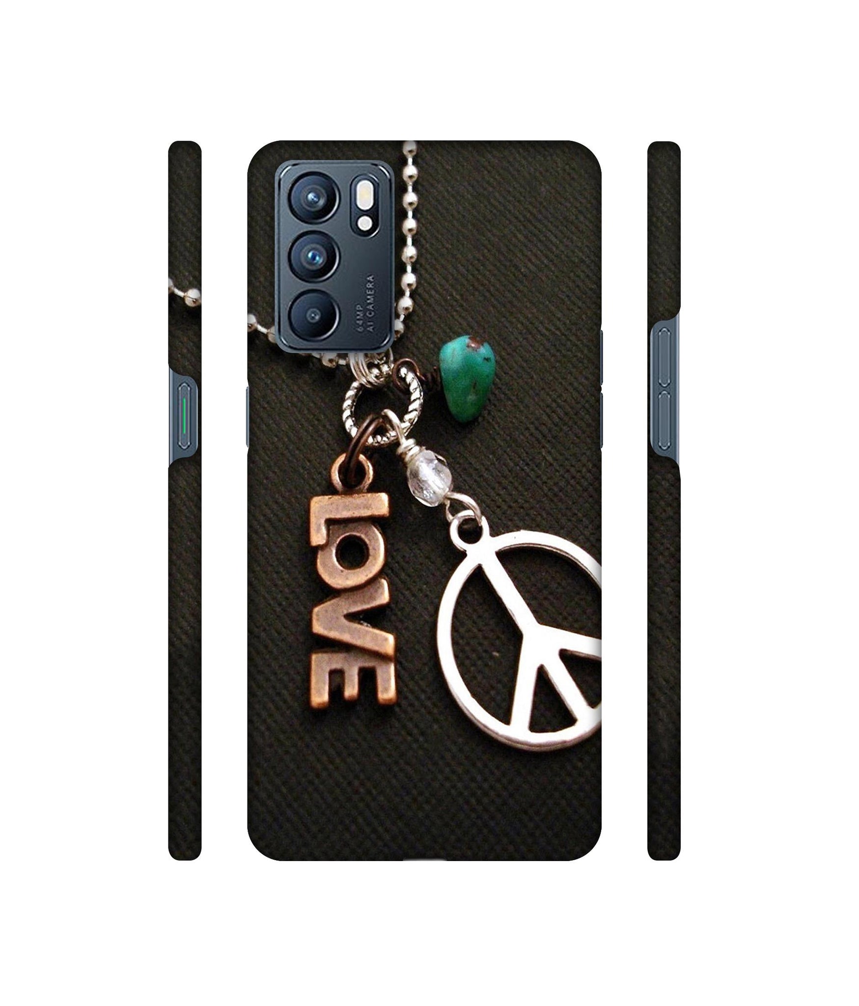 Love and Peace Designer Hard Back Cover for Oppo Reno6 5G