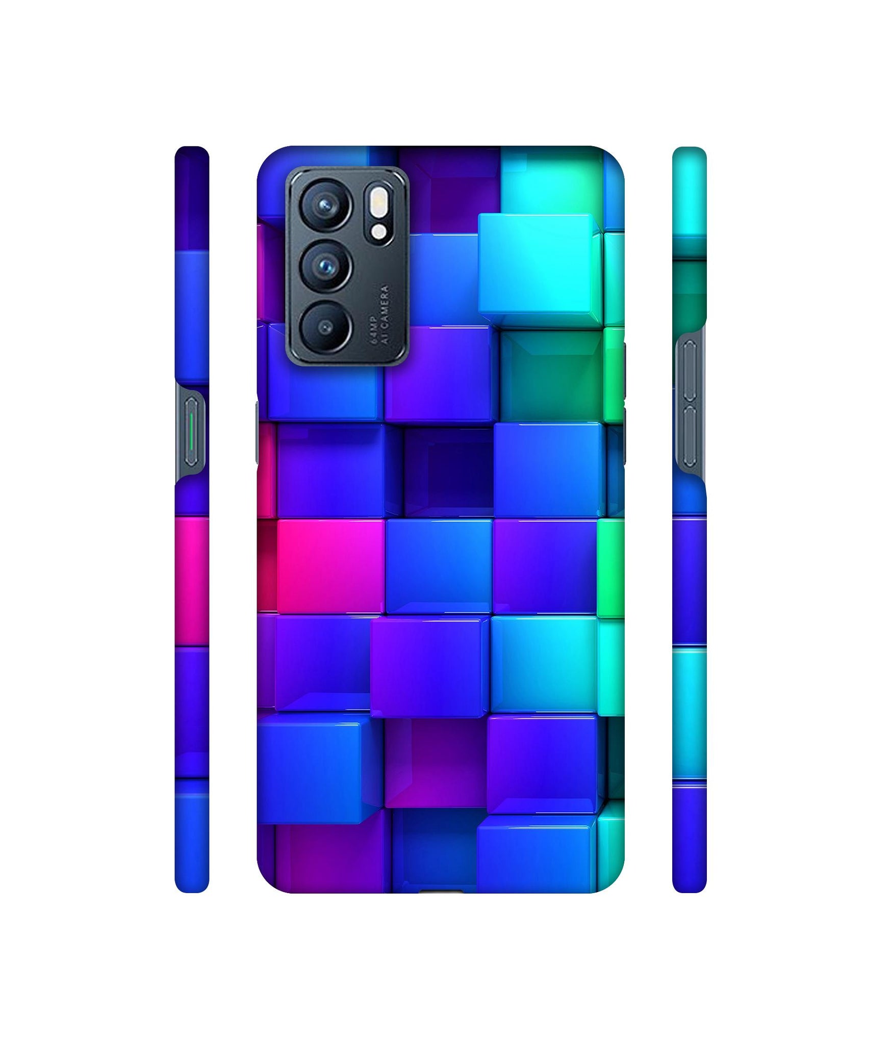 Blocks Rainbow 3D Graphics Designer Hard Back Cover for Oppo Reno6 5G