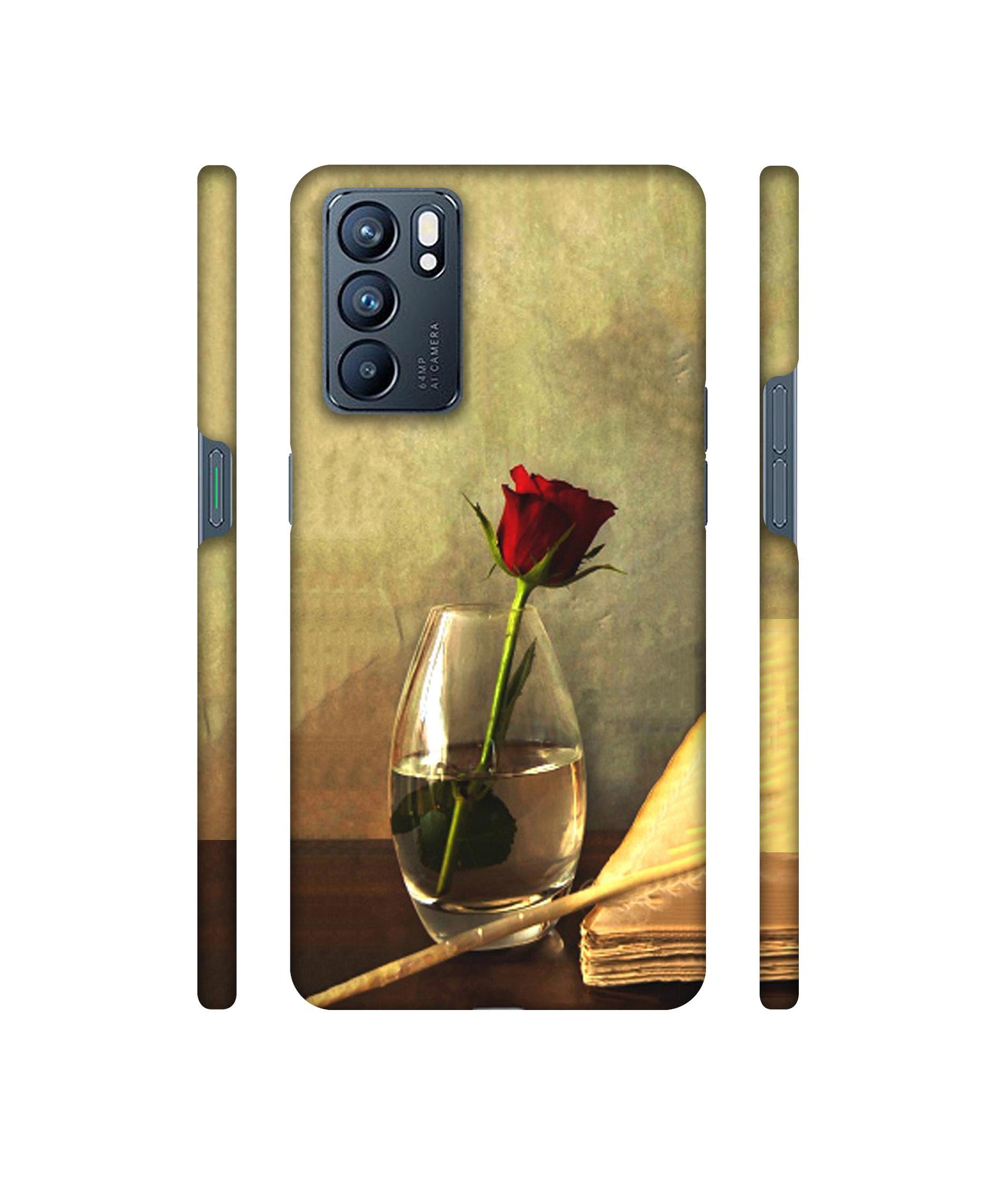 Red Rose in Glass Designer Hard Back Cover for Oppo Reno6 5G