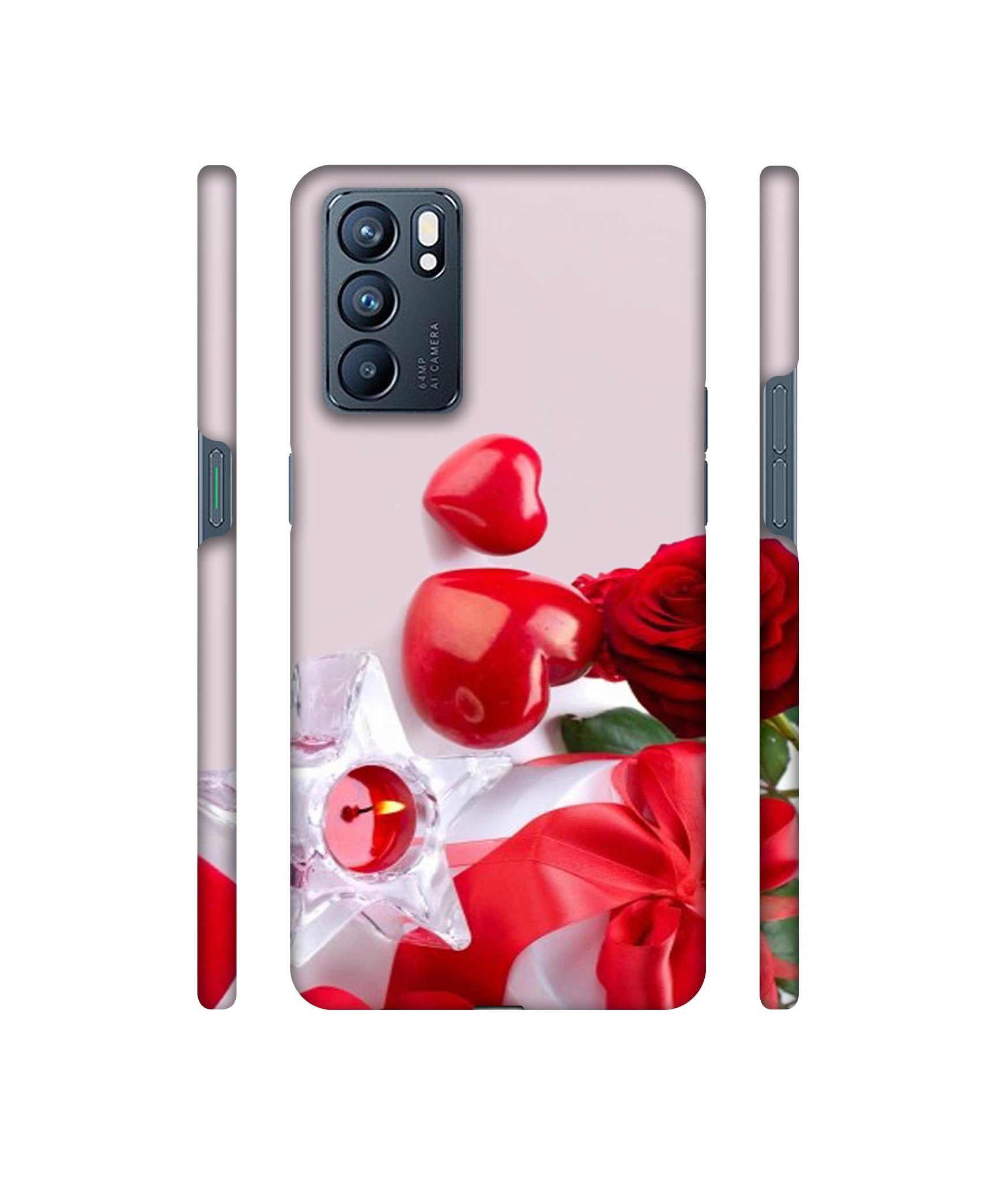 Red Rose Heart Valentines Couple Designer Hard Back Cover for Oppo Reno6 5G