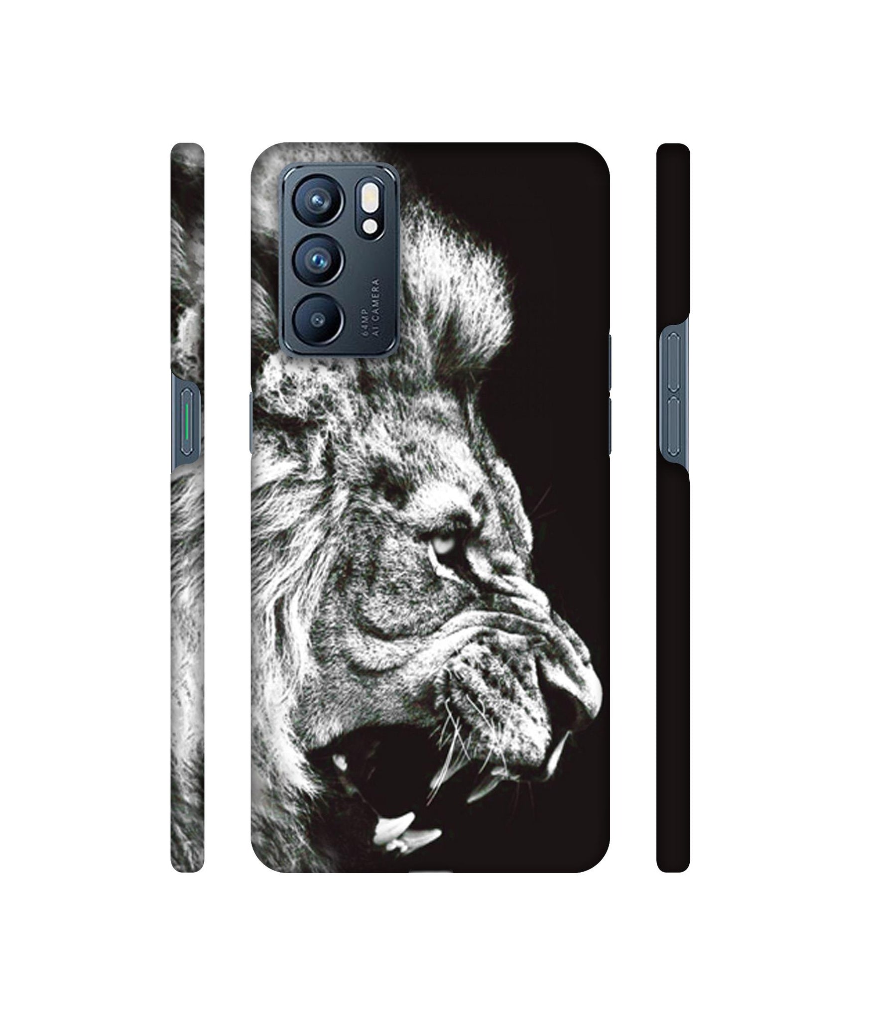 Angry Lion Designer Hard Back Cover for Oppo Reno6 5G
