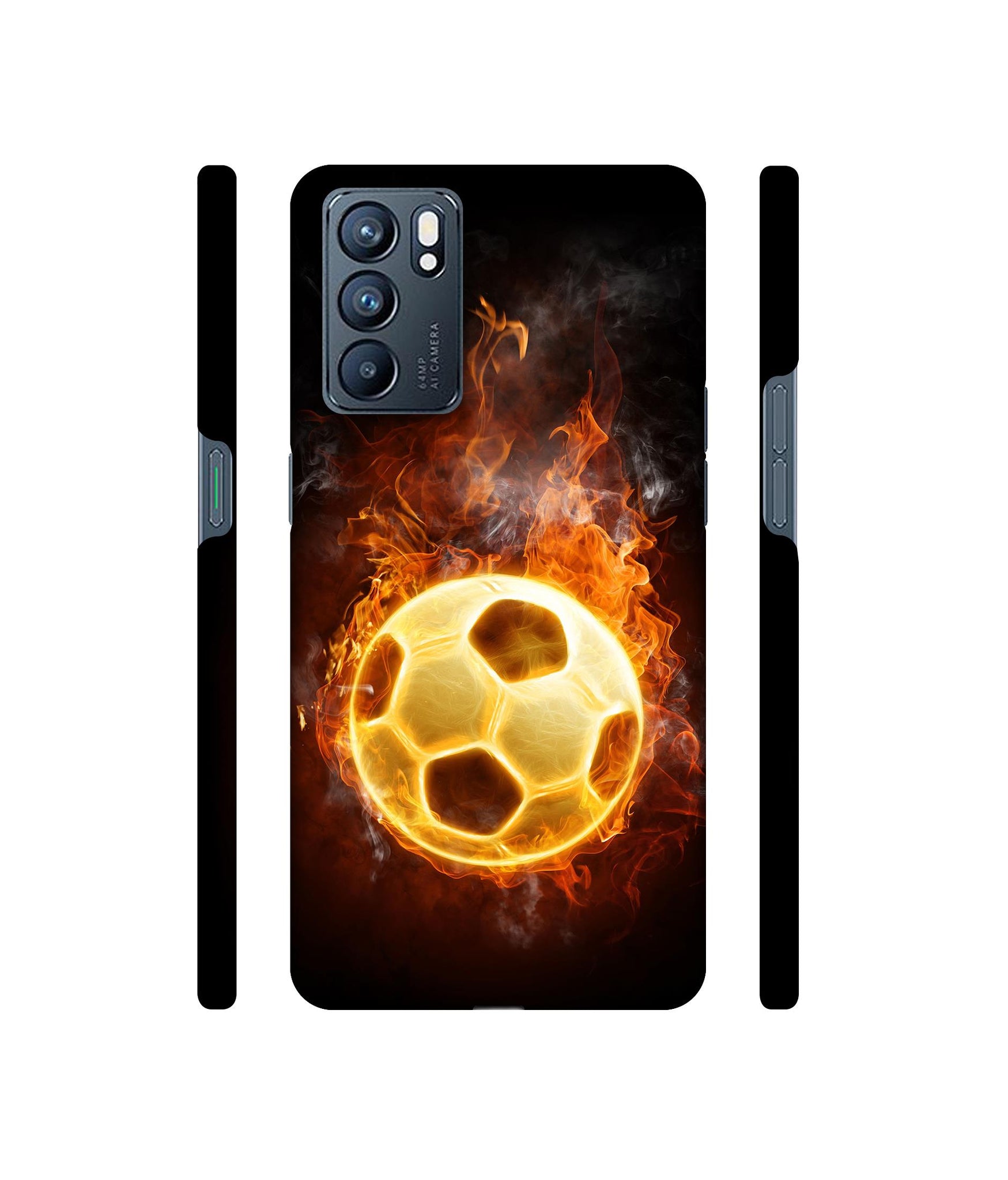 Football & Fire Designer Hard Back Cover for Oppo Reno6 5G