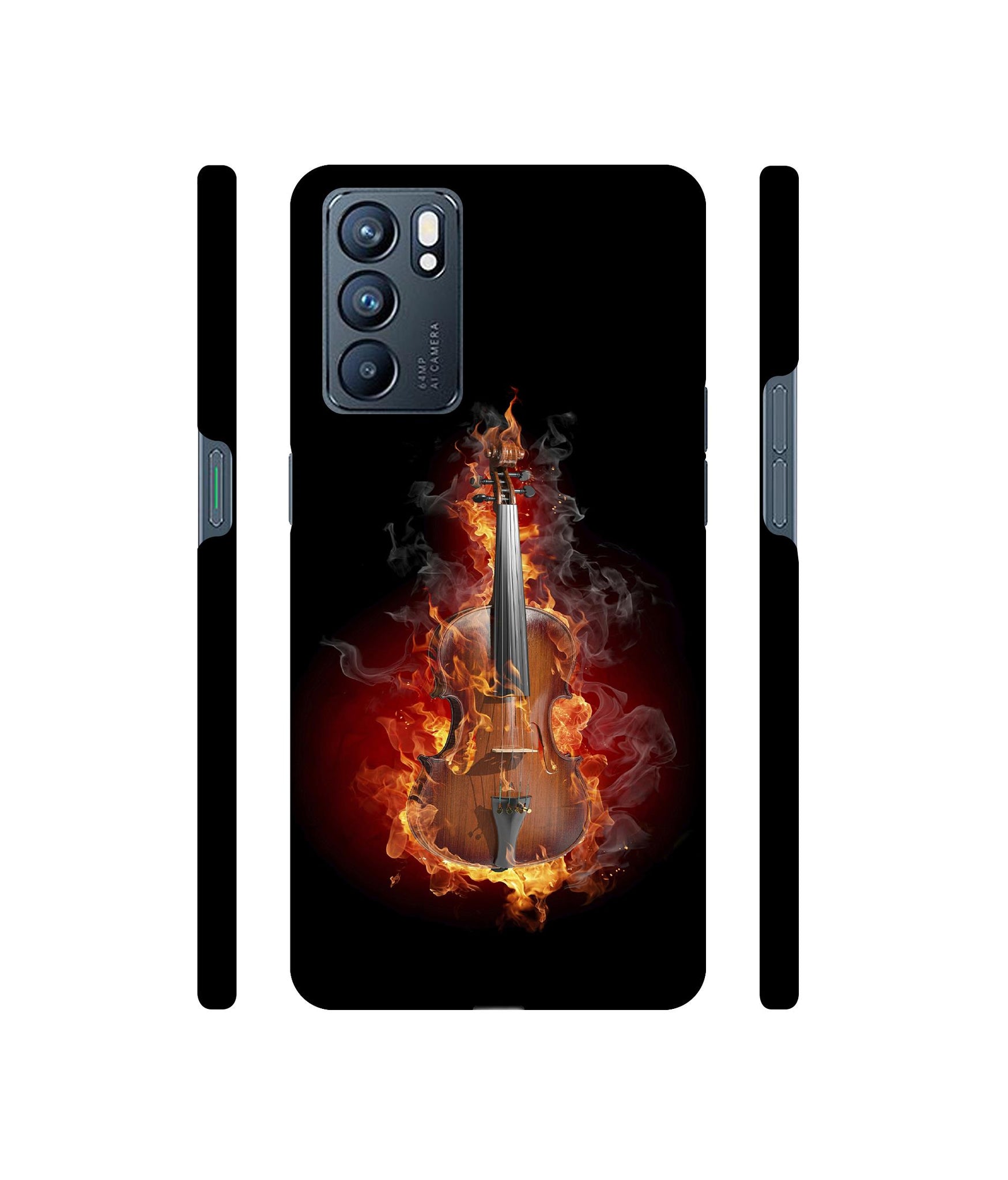 Burning Violin Designer Hard Back Cover for Oppo Reno6 5G