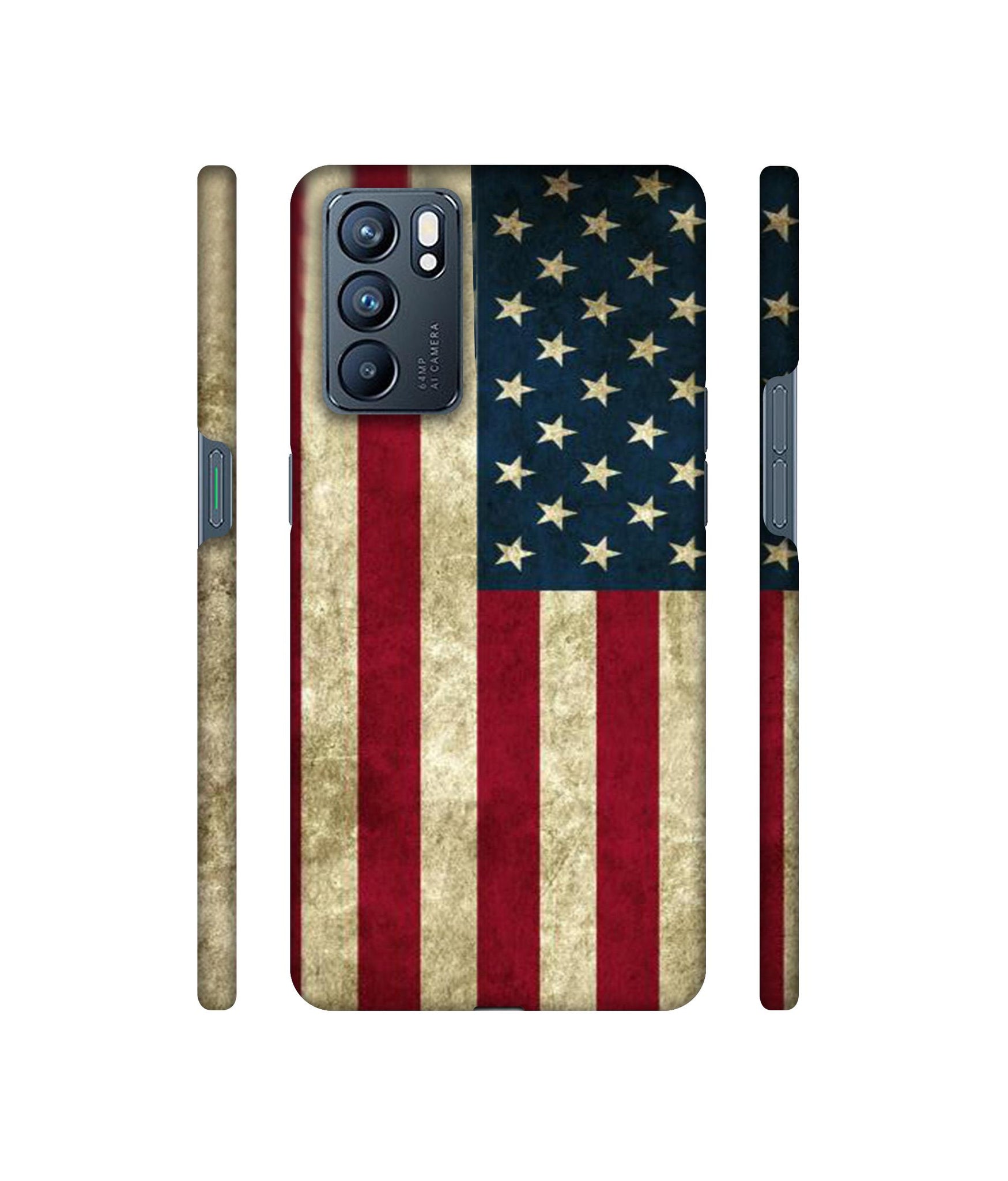 Vingate USA Flag Designer Hard Back Cover for Oppo Reno6 5G