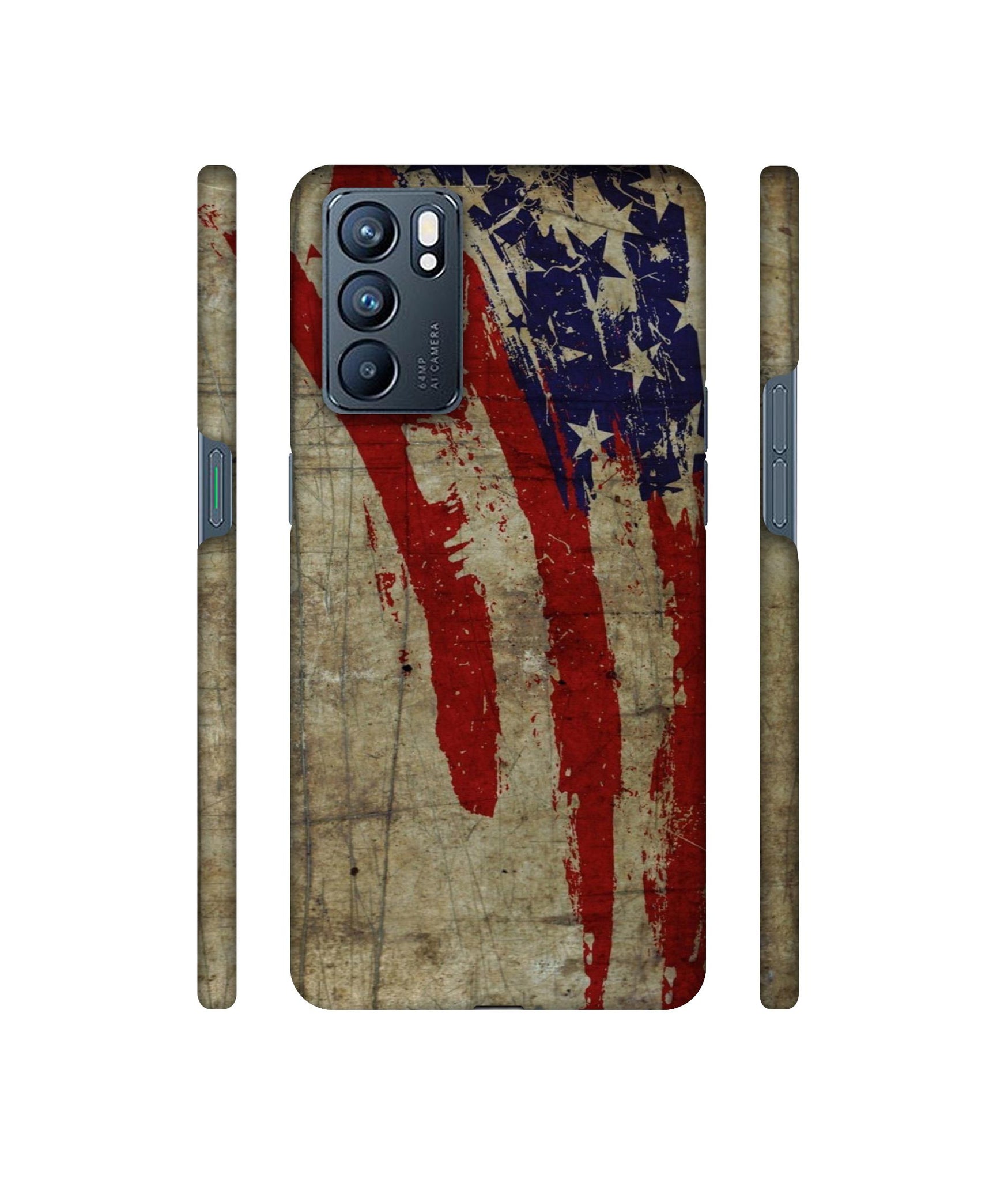 Vintage American Flag Designer Hard Back Cover for Oppo Reno6 5G