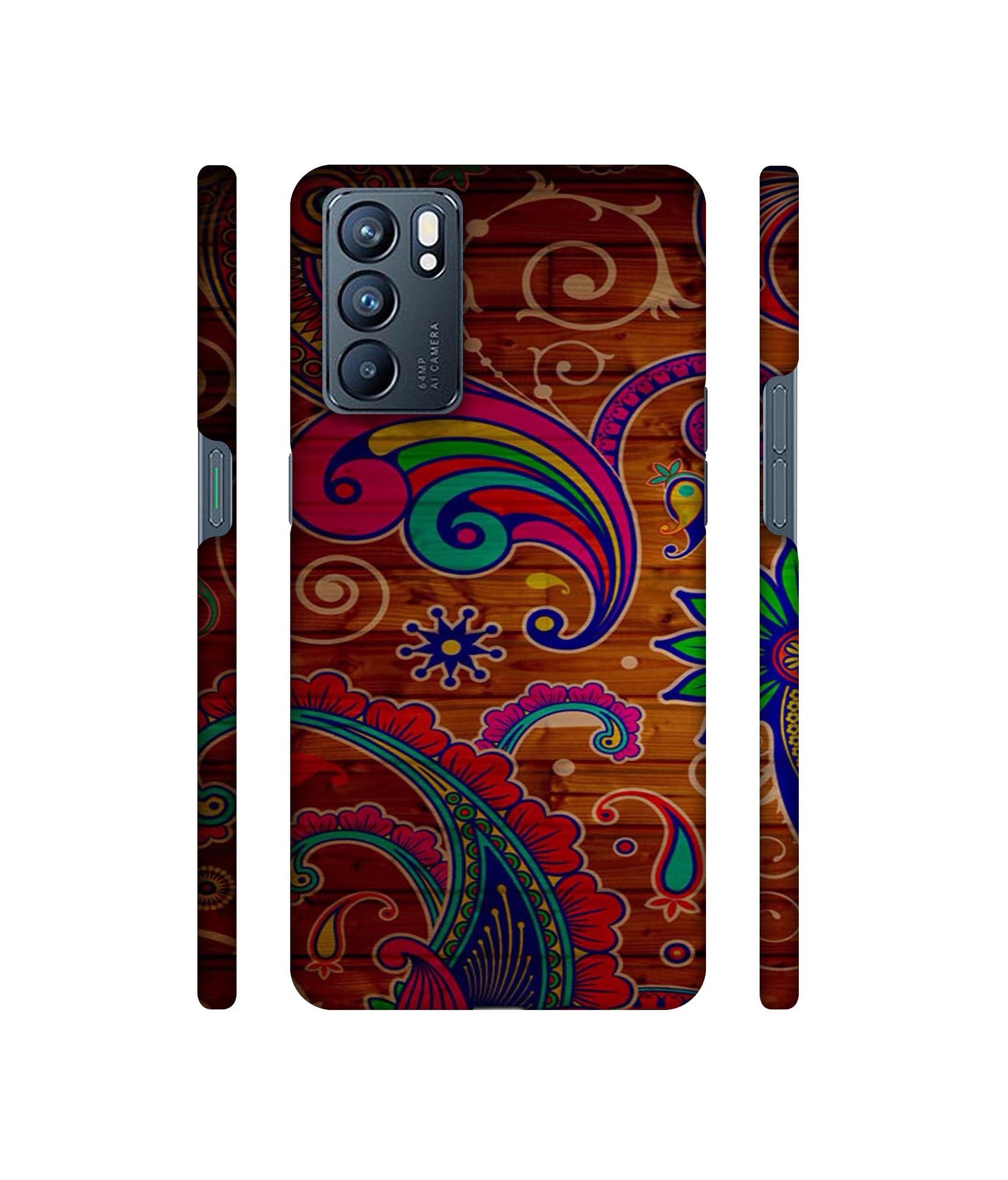 Wooden Pattern Print Designer Hard Back Cover for Oppo Reno6 5G